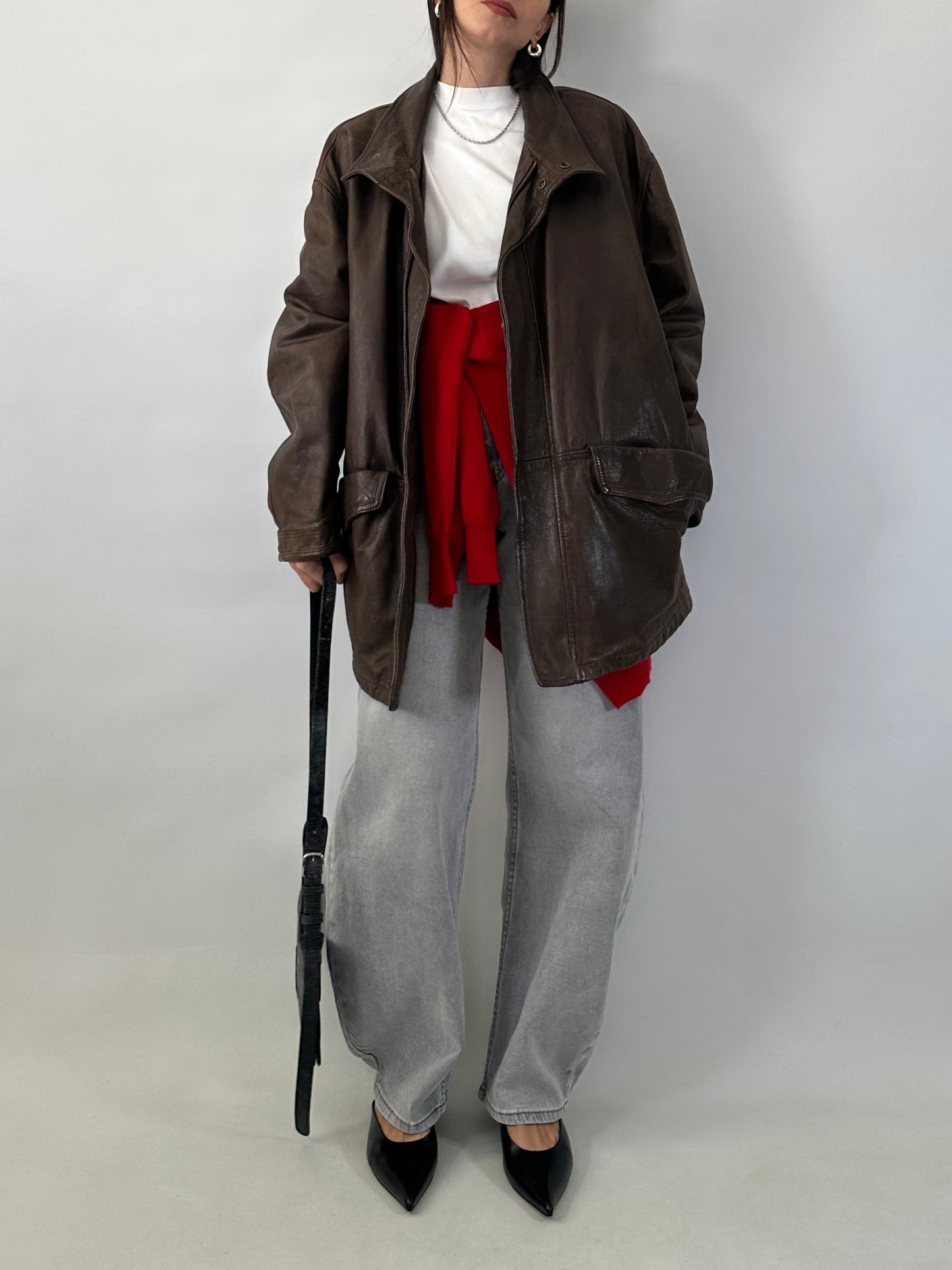 Valentino vintage real leather field jacket