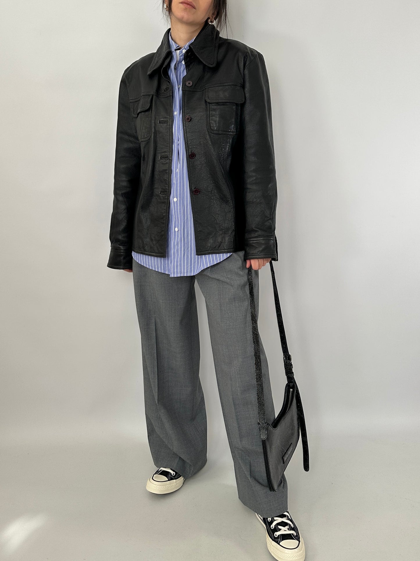 Black leather vintage overshirt
