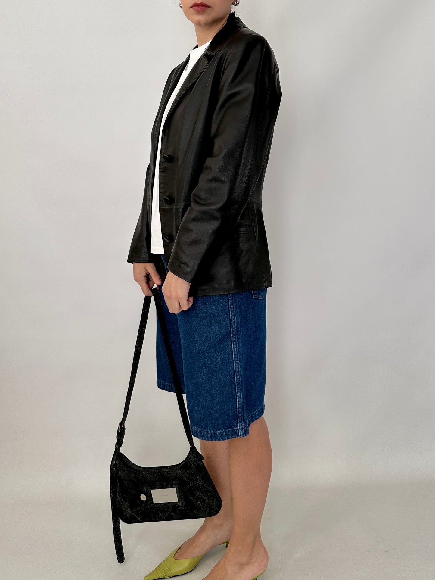 Slim fit vintage leather blazer