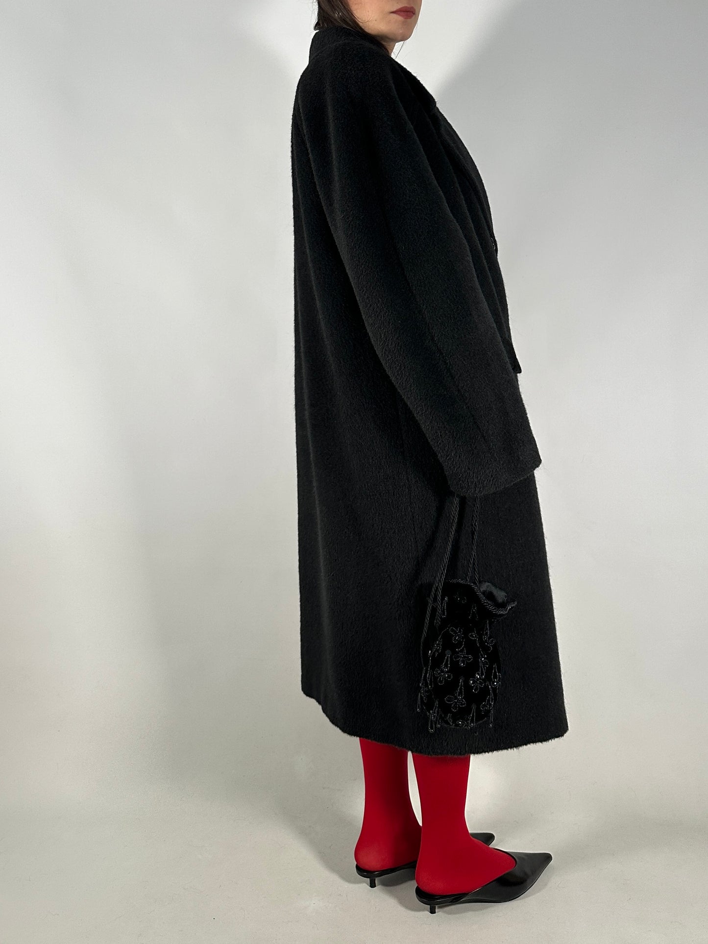 Vintage Black Alpaca Coat