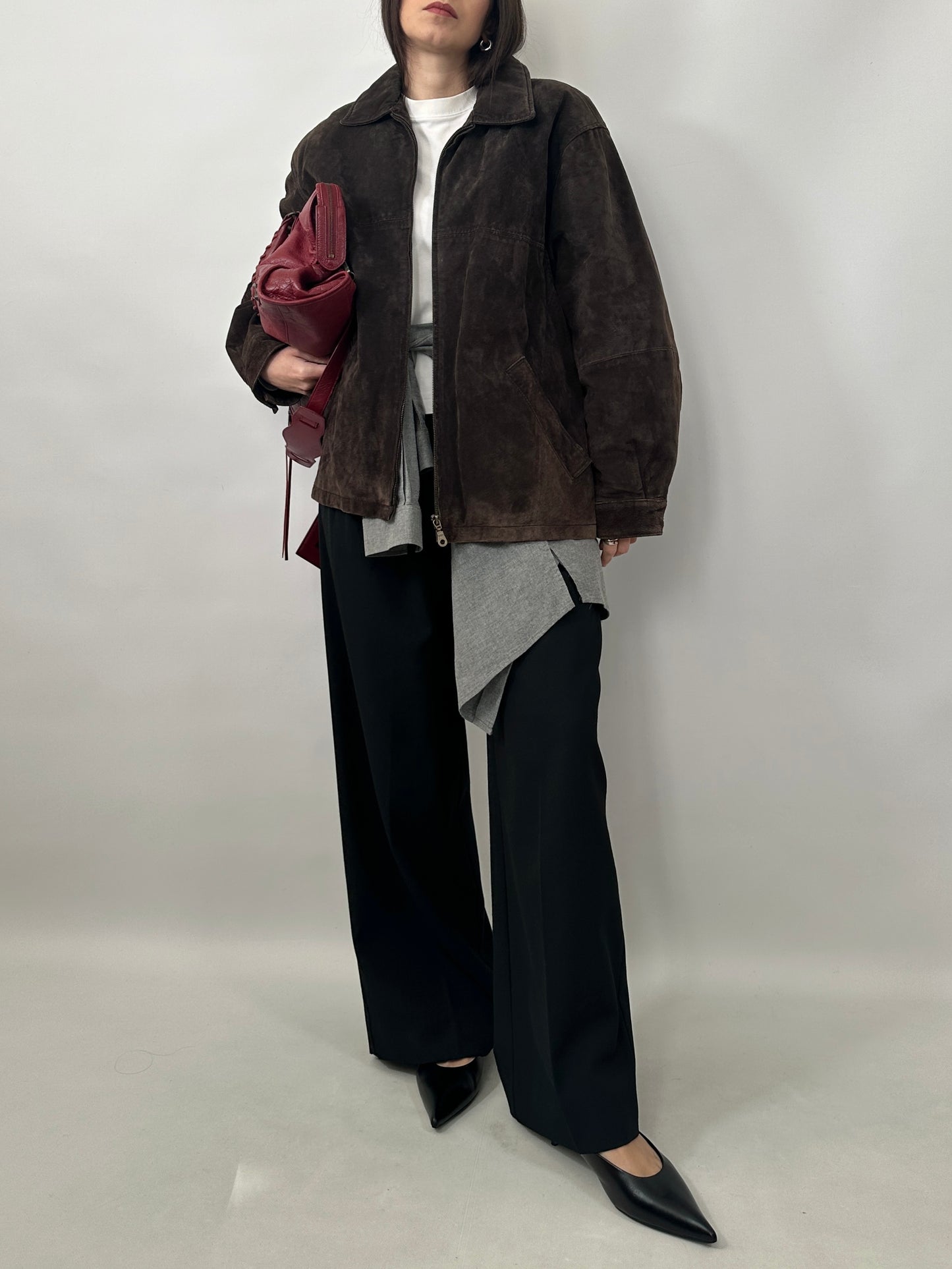 Vintage Zipped Suede Leather Jacket