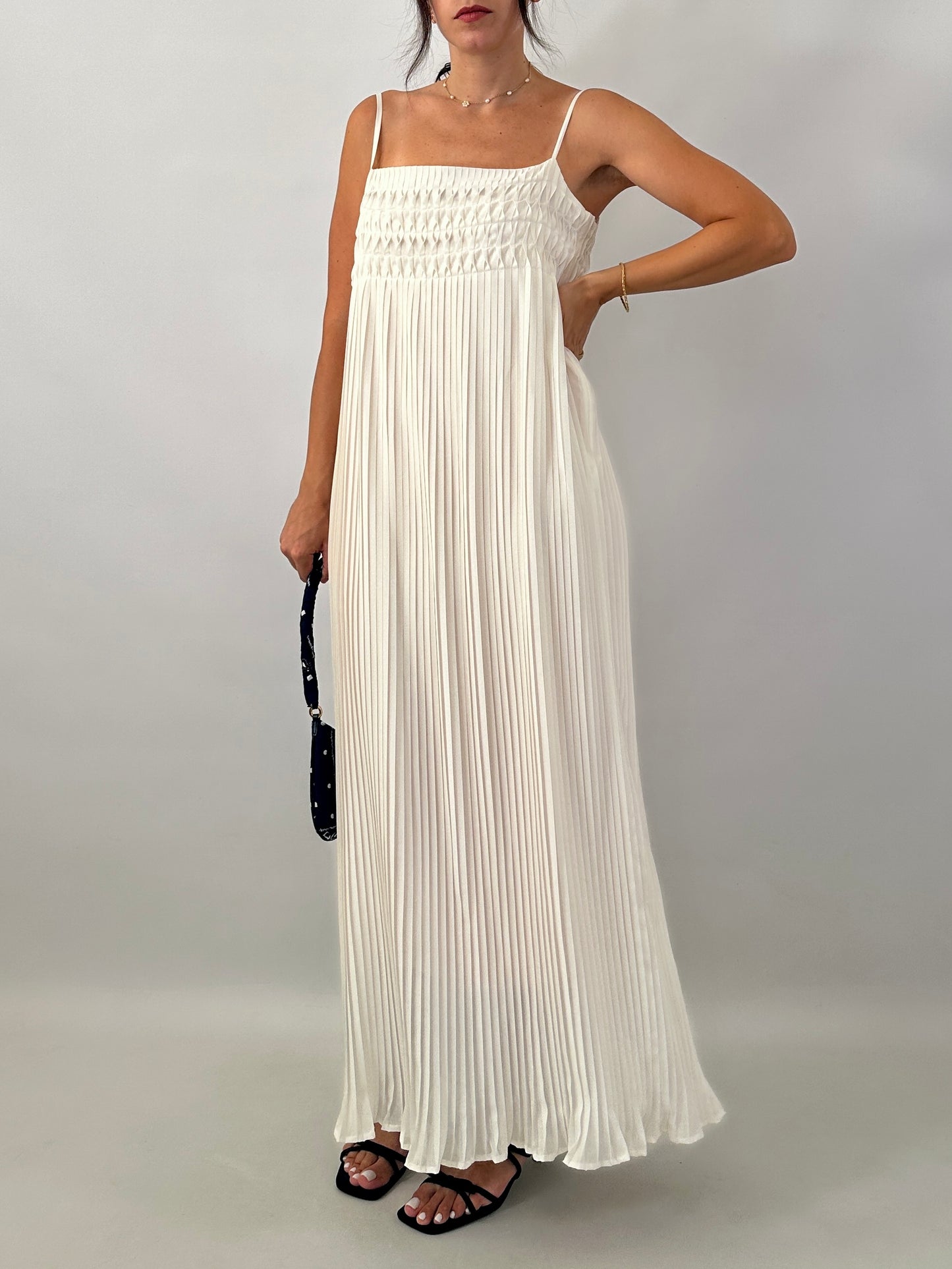 Vintage Gianfranco Ferré pleated white dress