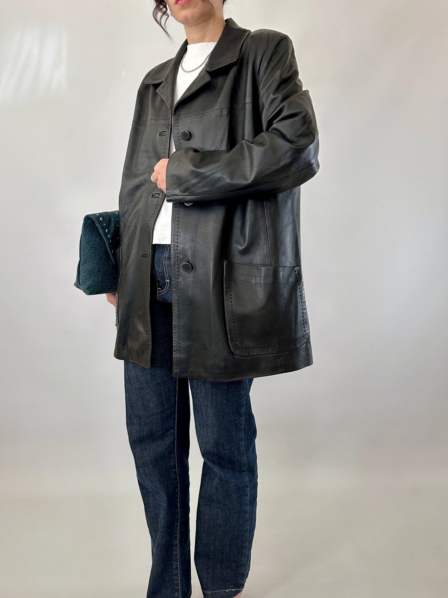 Hand-stitched soft leather jacket