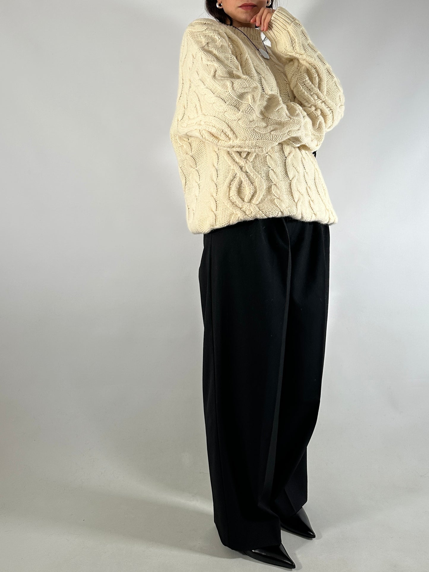 Vintage Cable Knit Wool Sweater