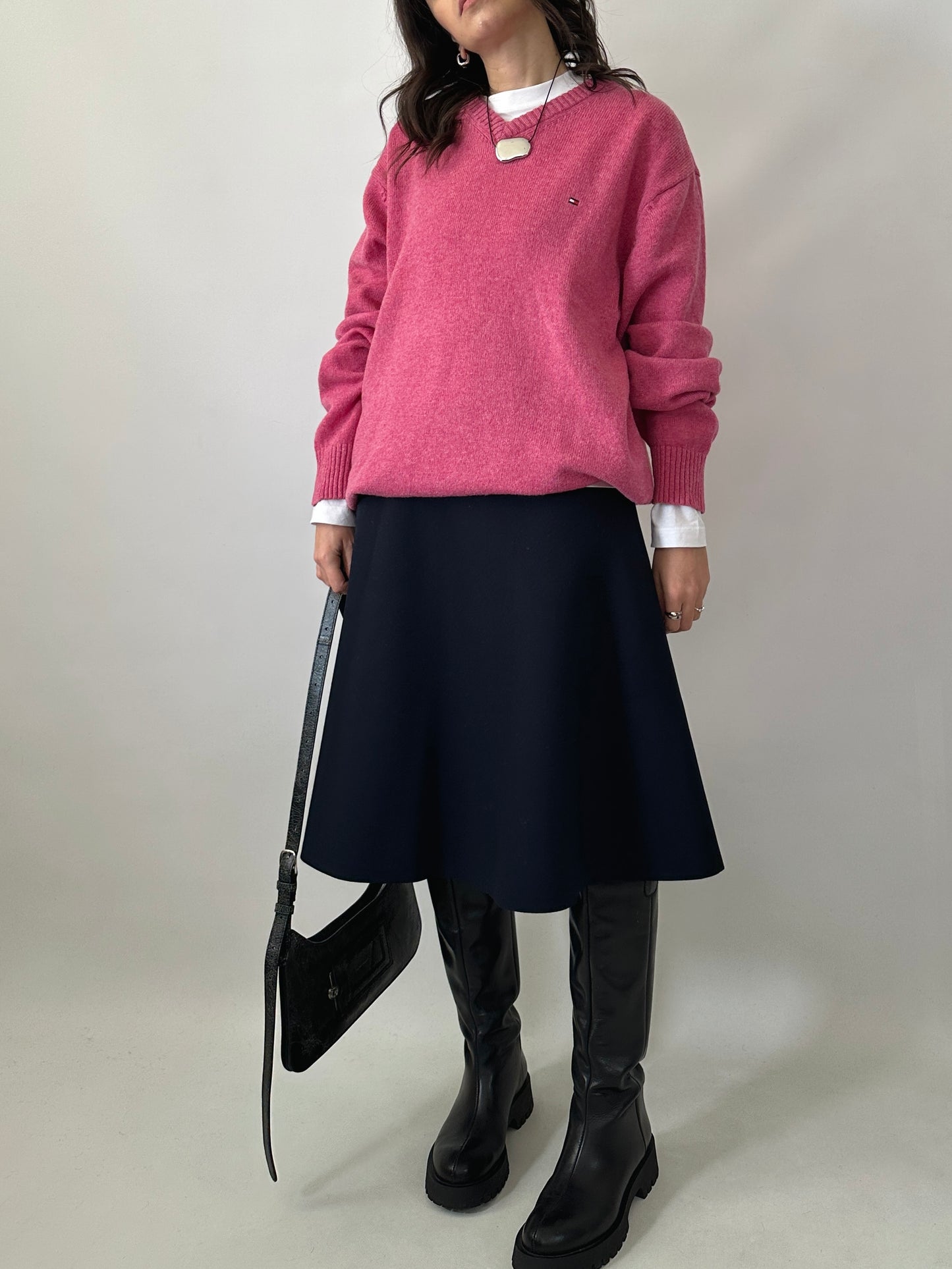 Vintage dark navy flared skirt