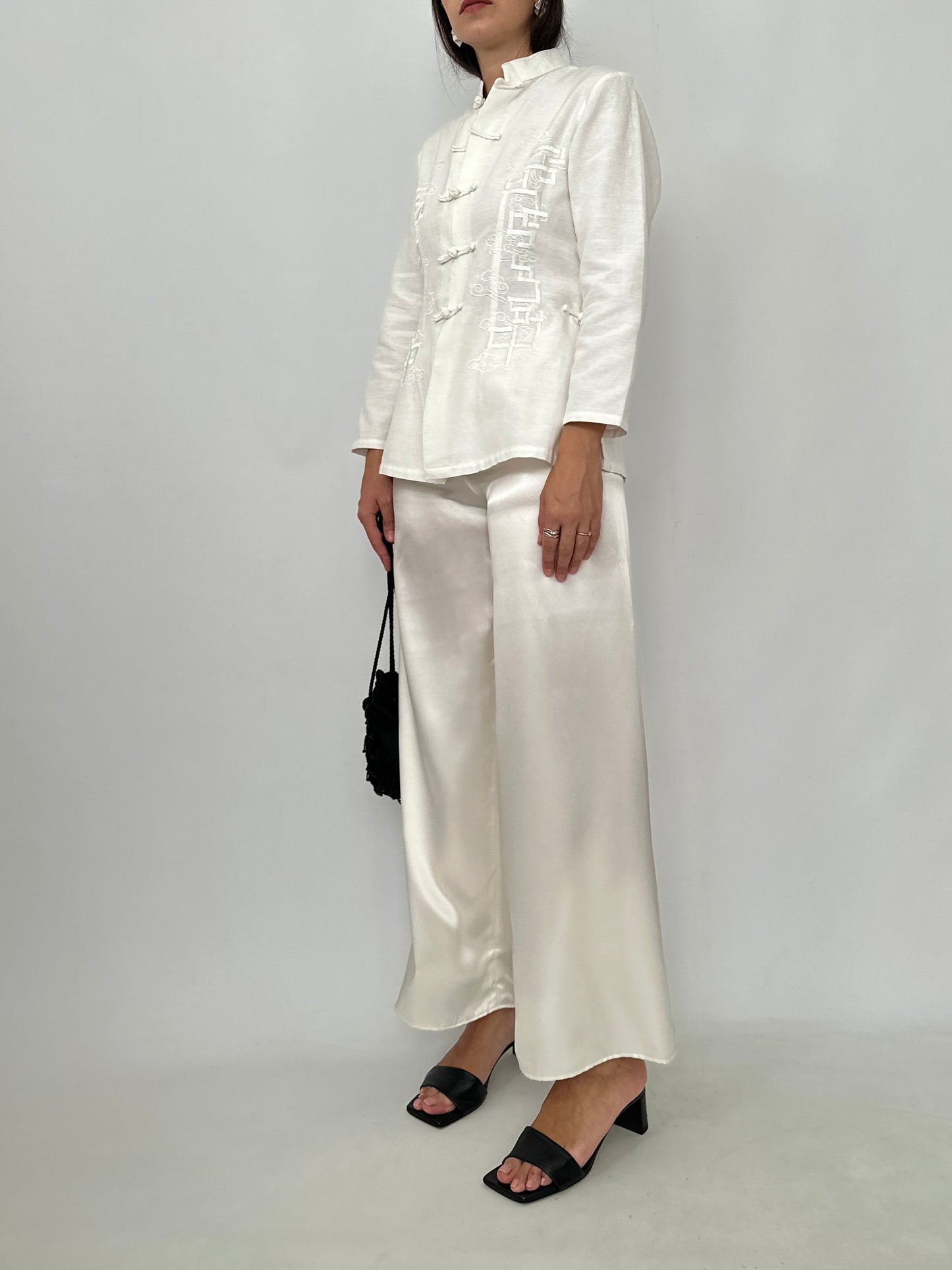 Ivory Silk Fluid Trousers