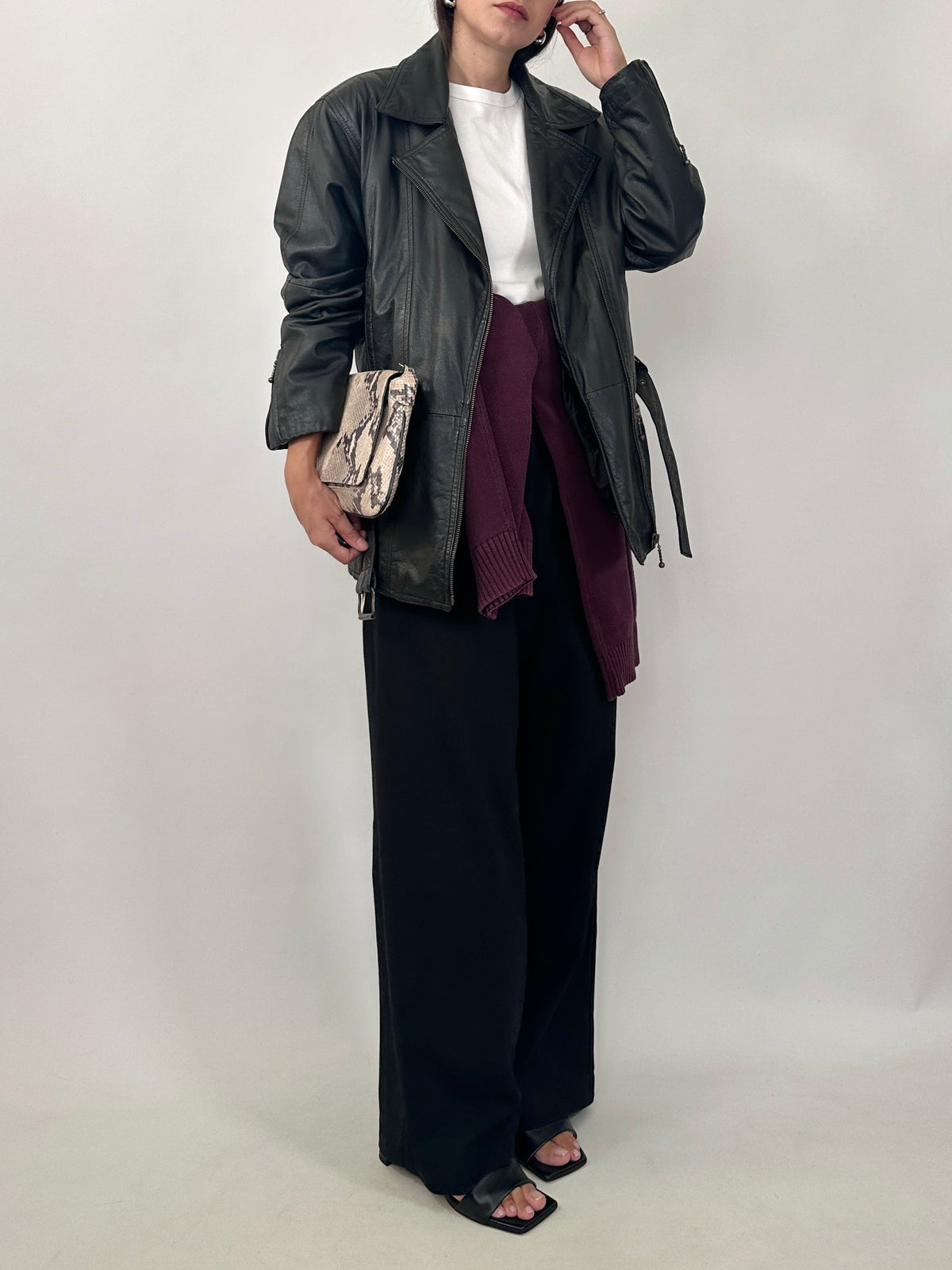 80s Belted Leather Jacket