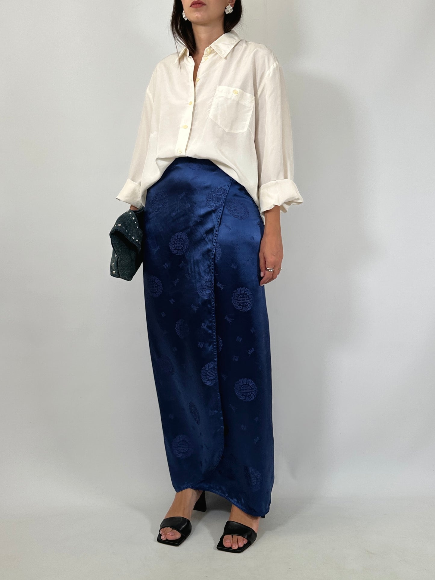 Japanese Jacquard Satin Wrap Skirt