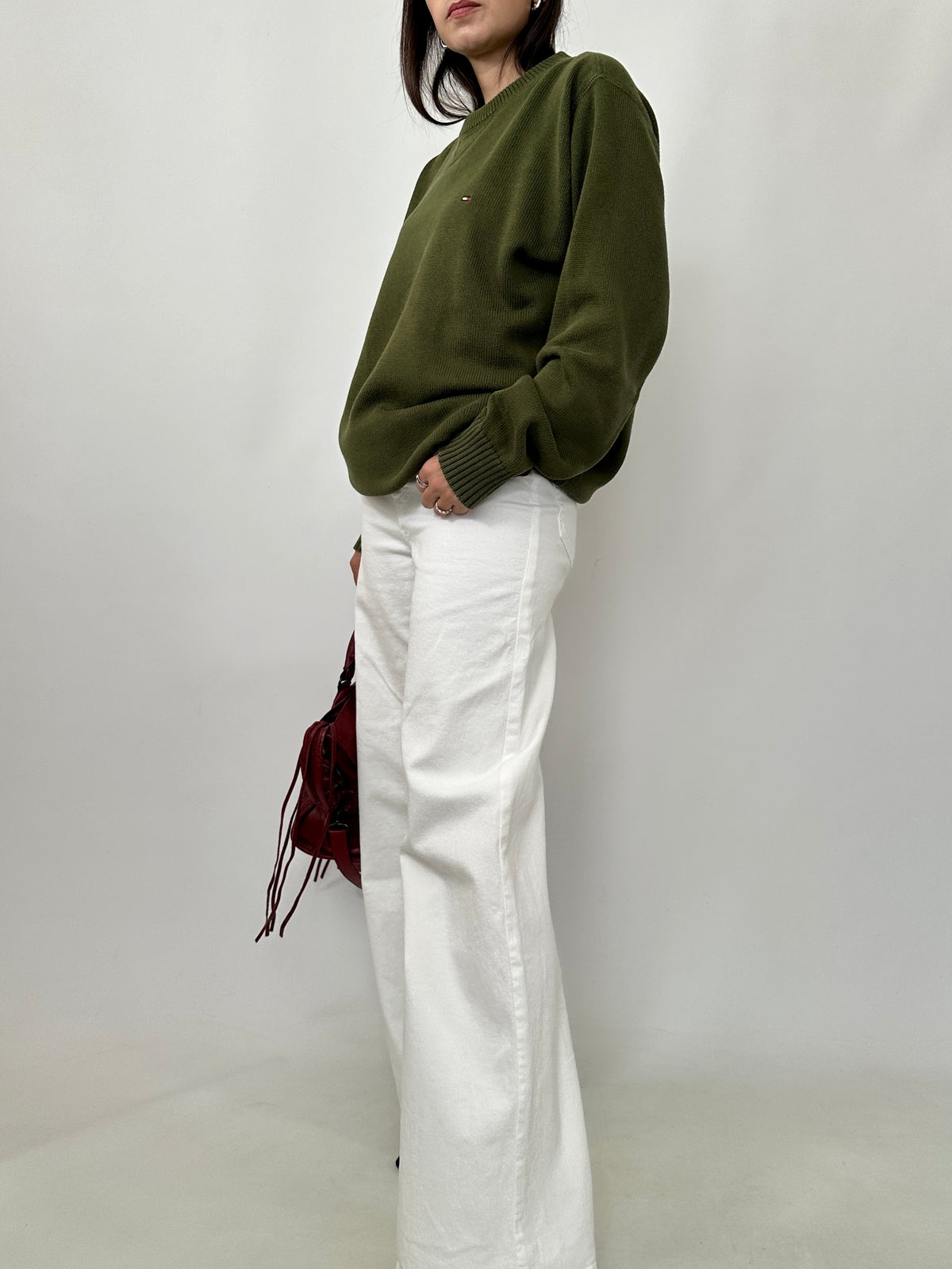 Tommy Hilfiger Olive Green 100% Cotton Sweater