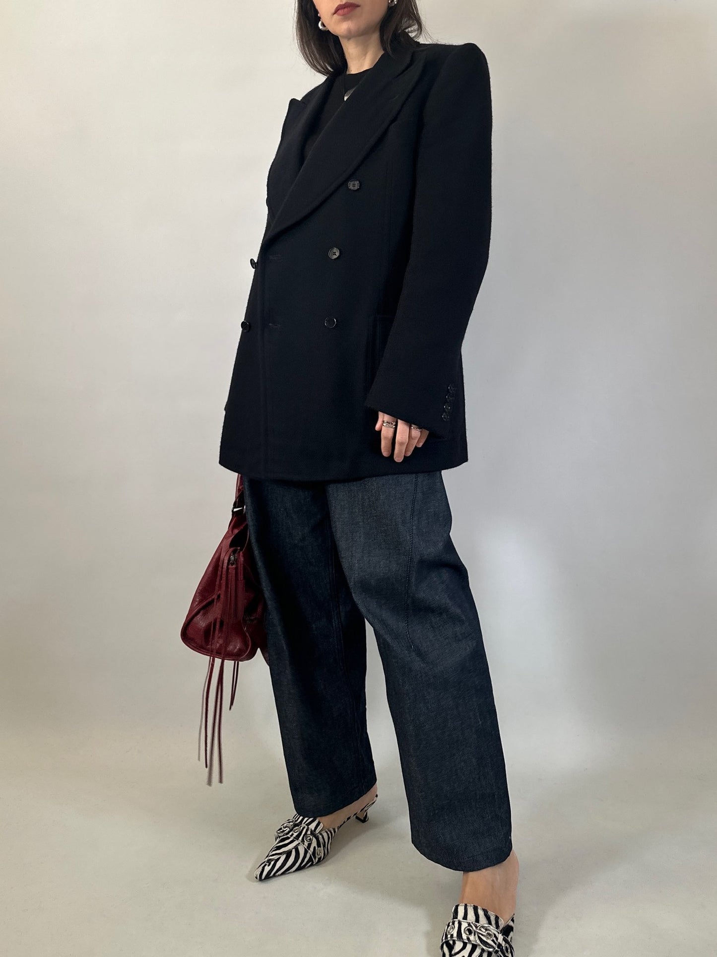 Vintage Black Structured Wool Blazer