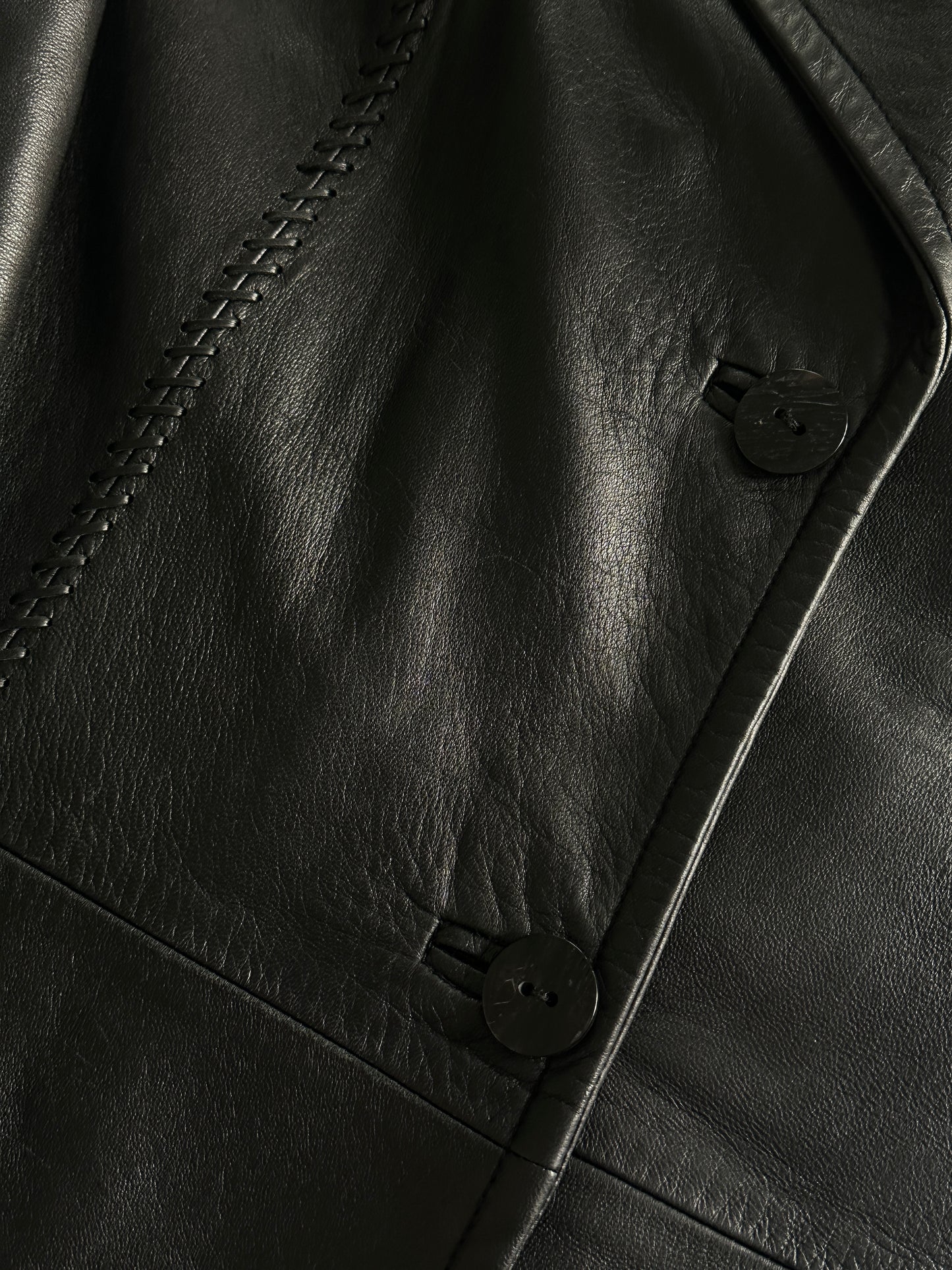 Soft Leather Nappa Coat with Whipstitch Details