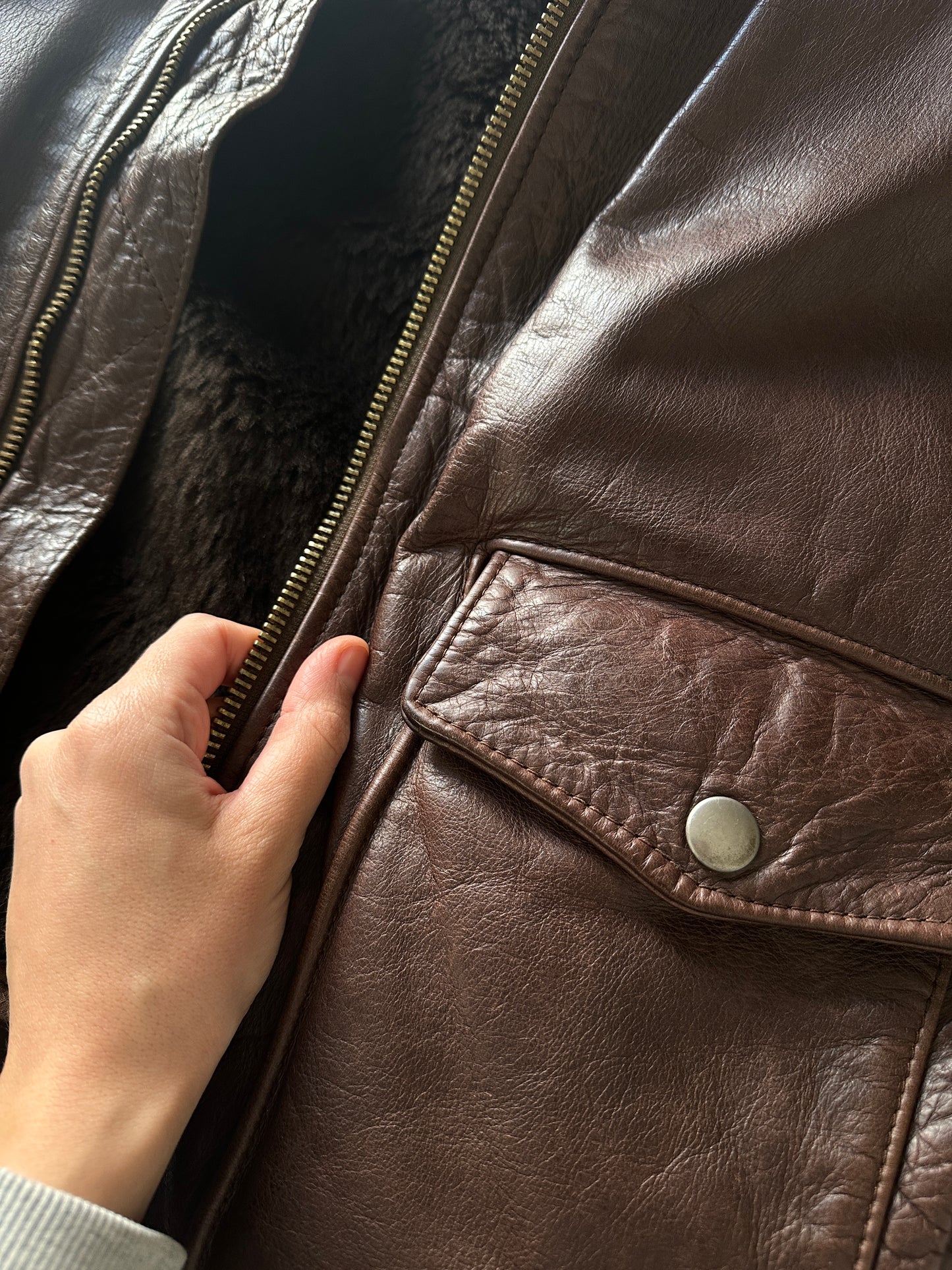 Vintage Leather Jacket with Removable Vest