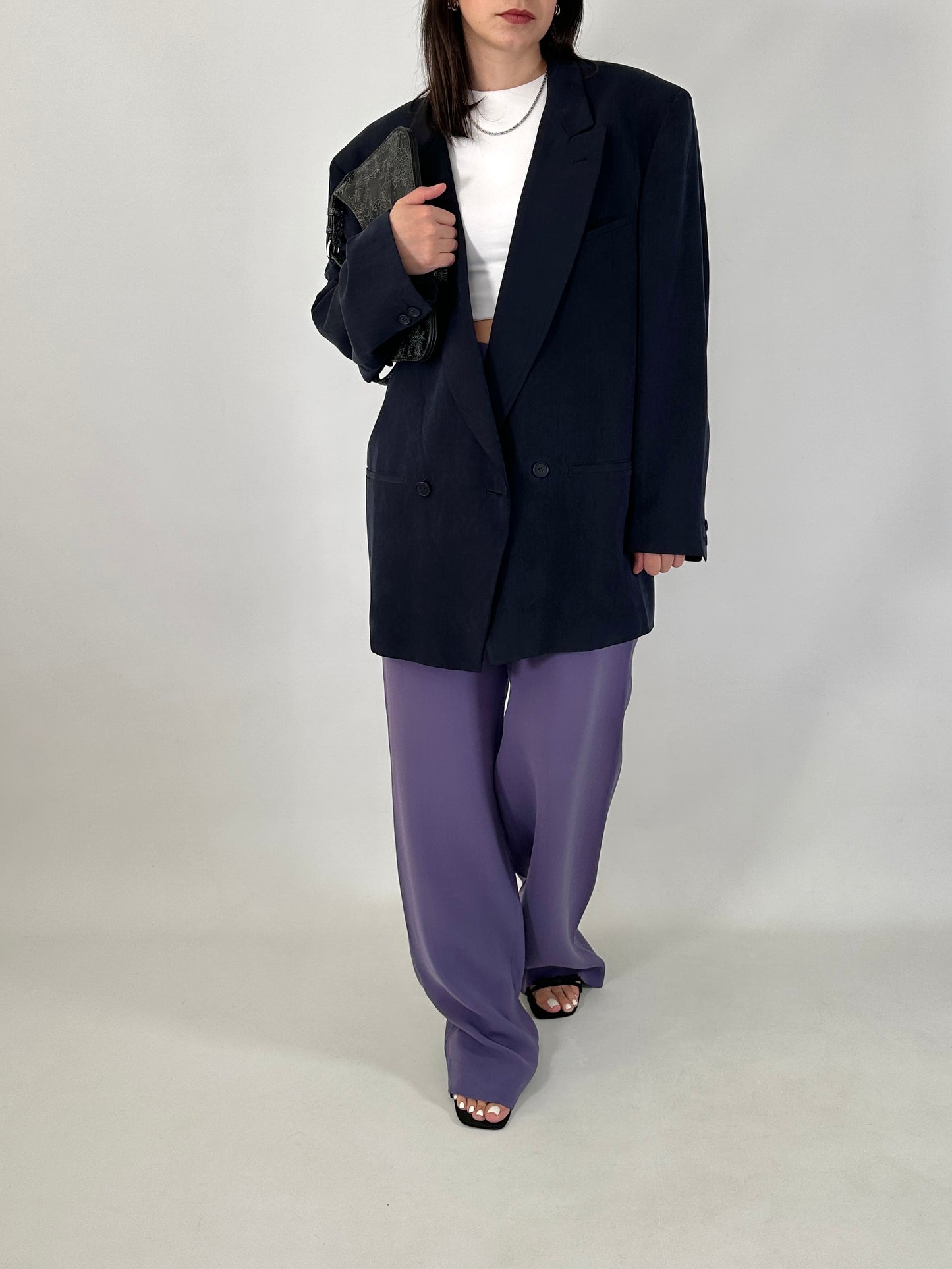 Wide leg pure silk trousers