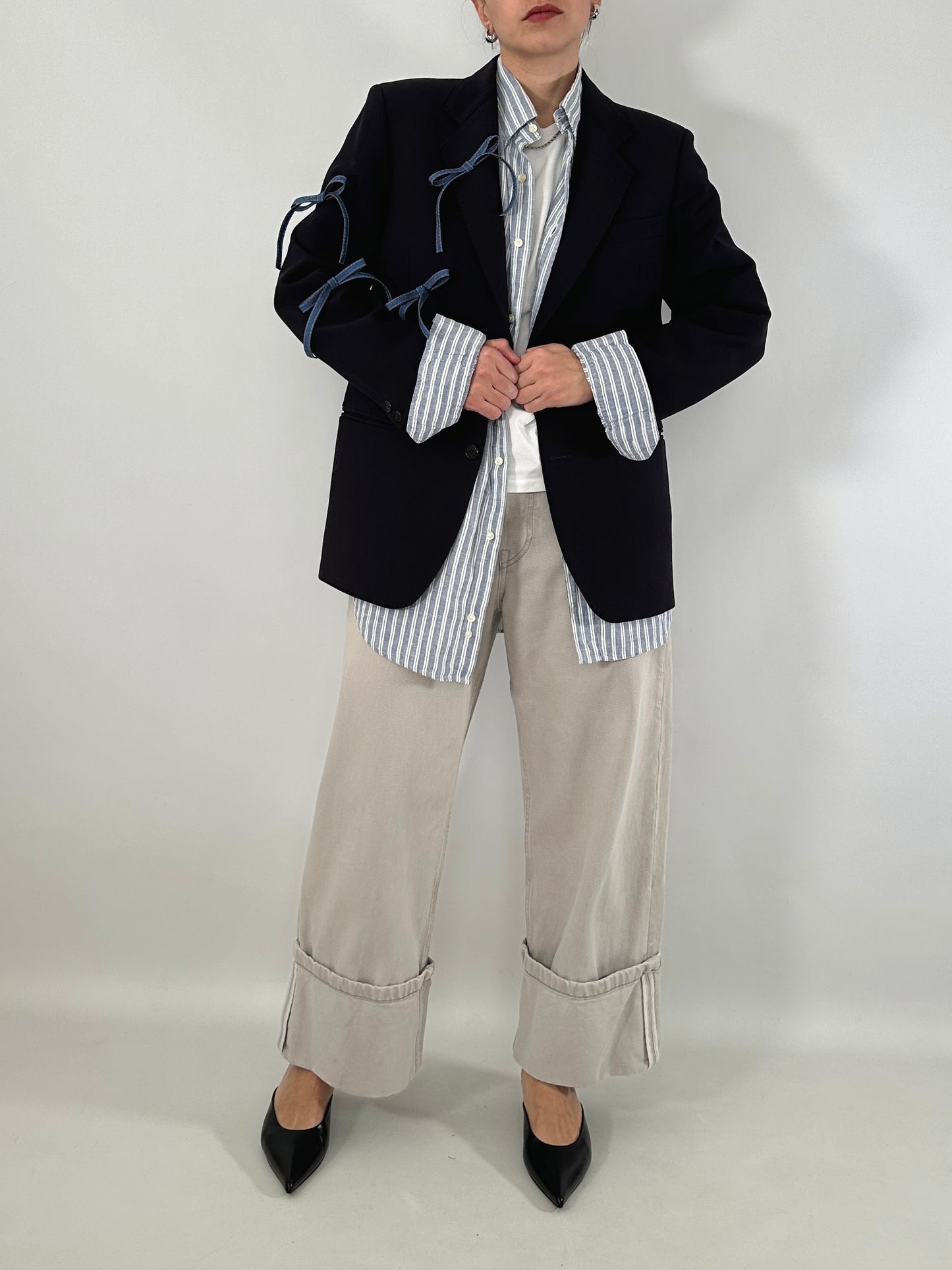 Reworked blue vintage men blazer