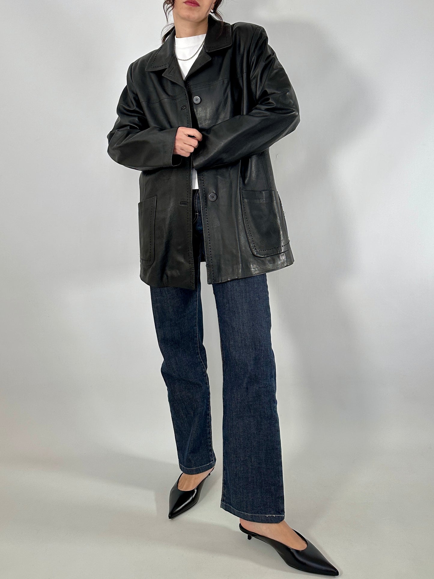 Hand-stitched soft leather jacket