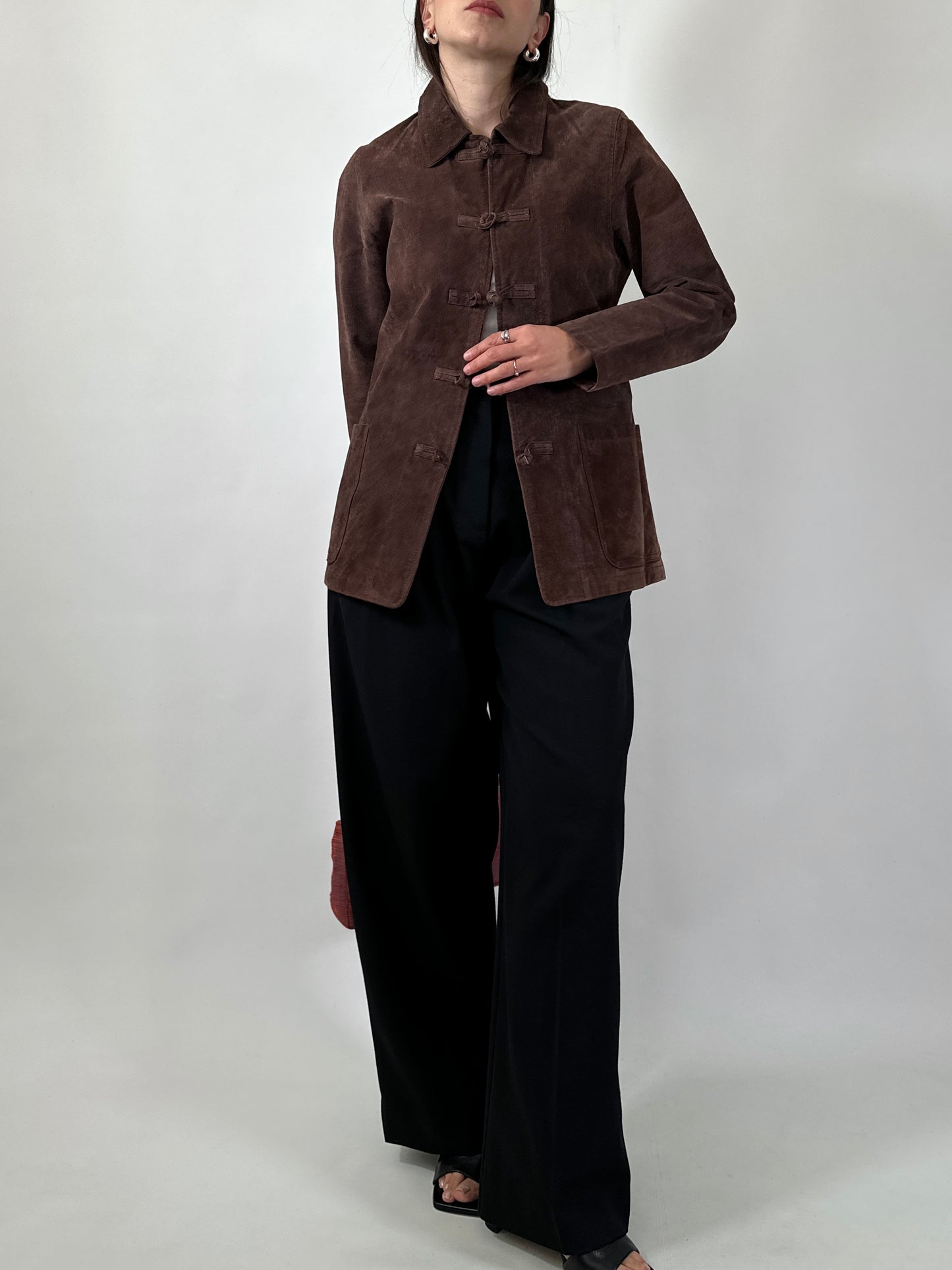 Leather Jacket with Frog Closure