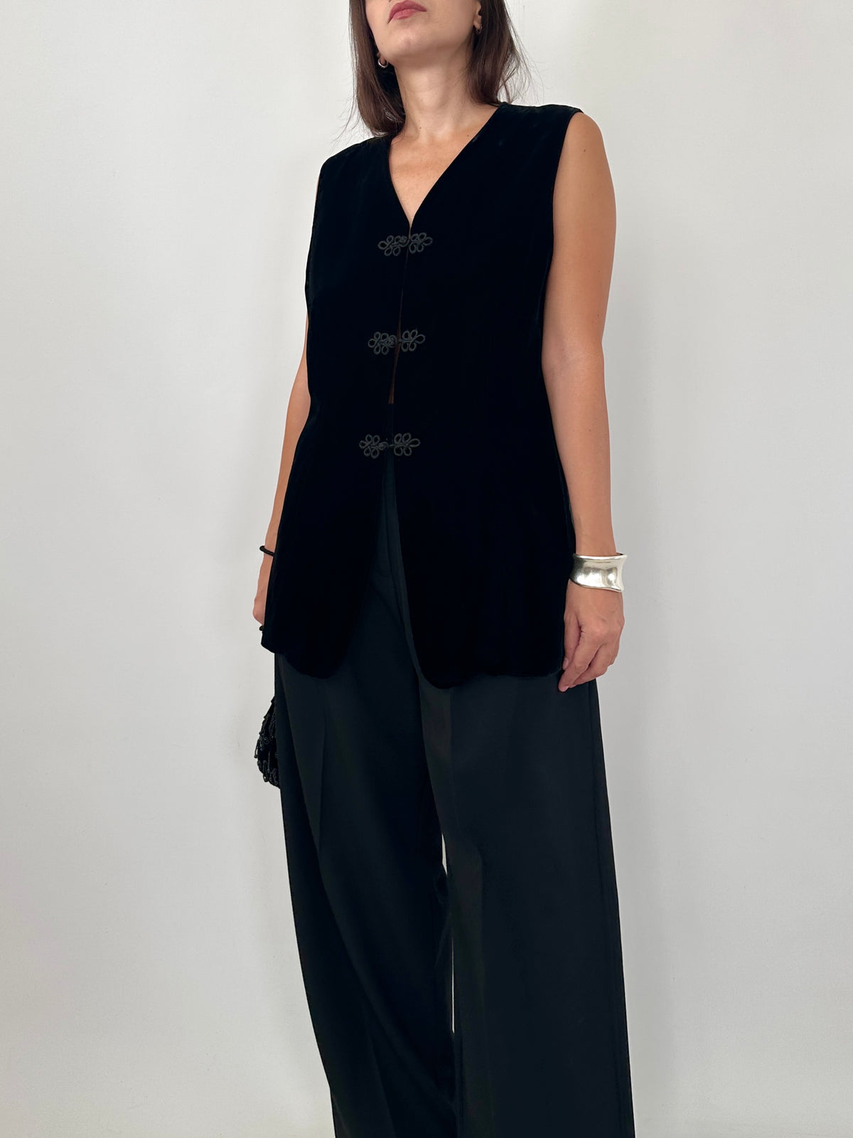 Velvet Vest with Frog Closures