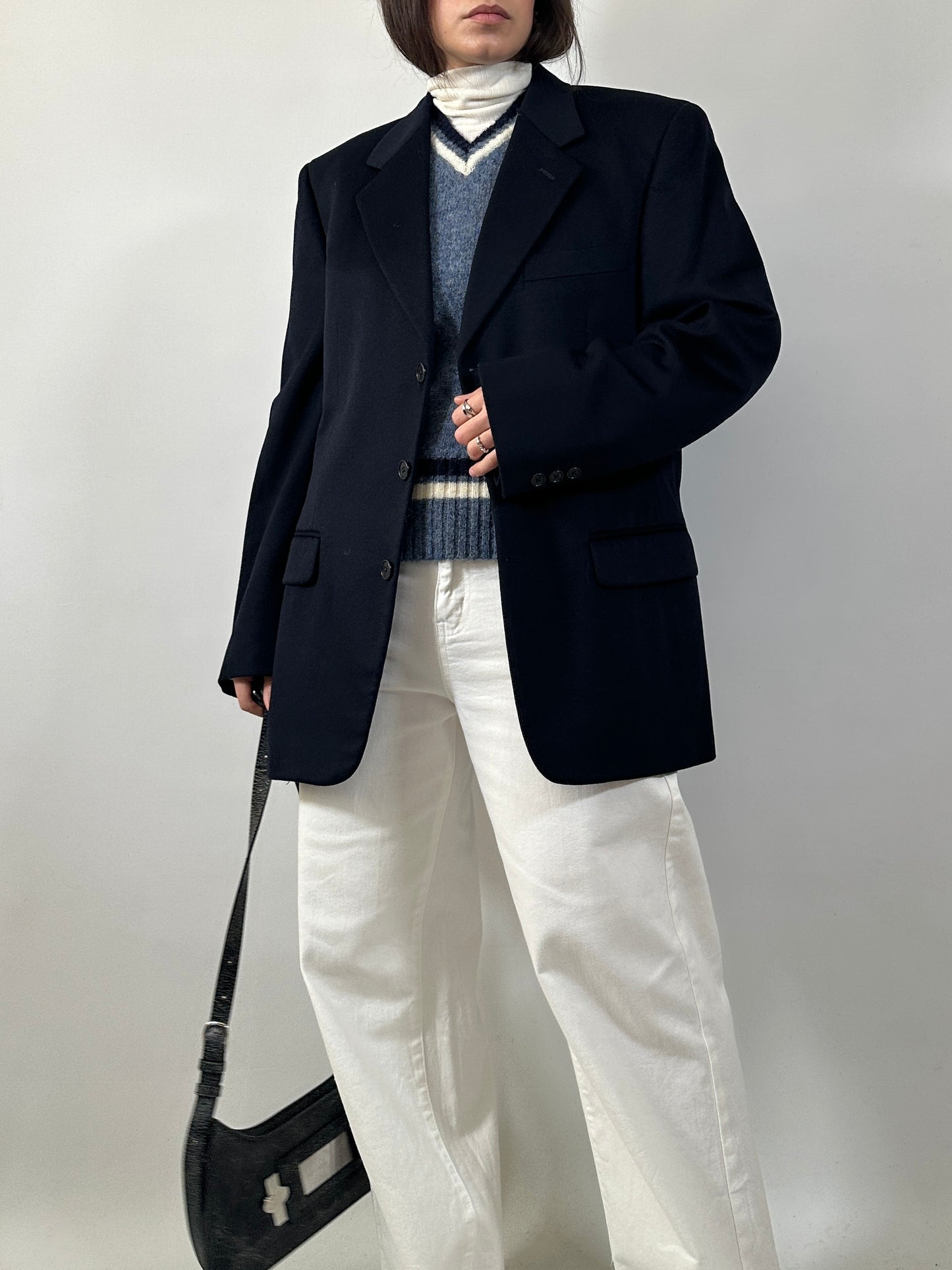 Vintage Navy Cashmere Blend Blazer