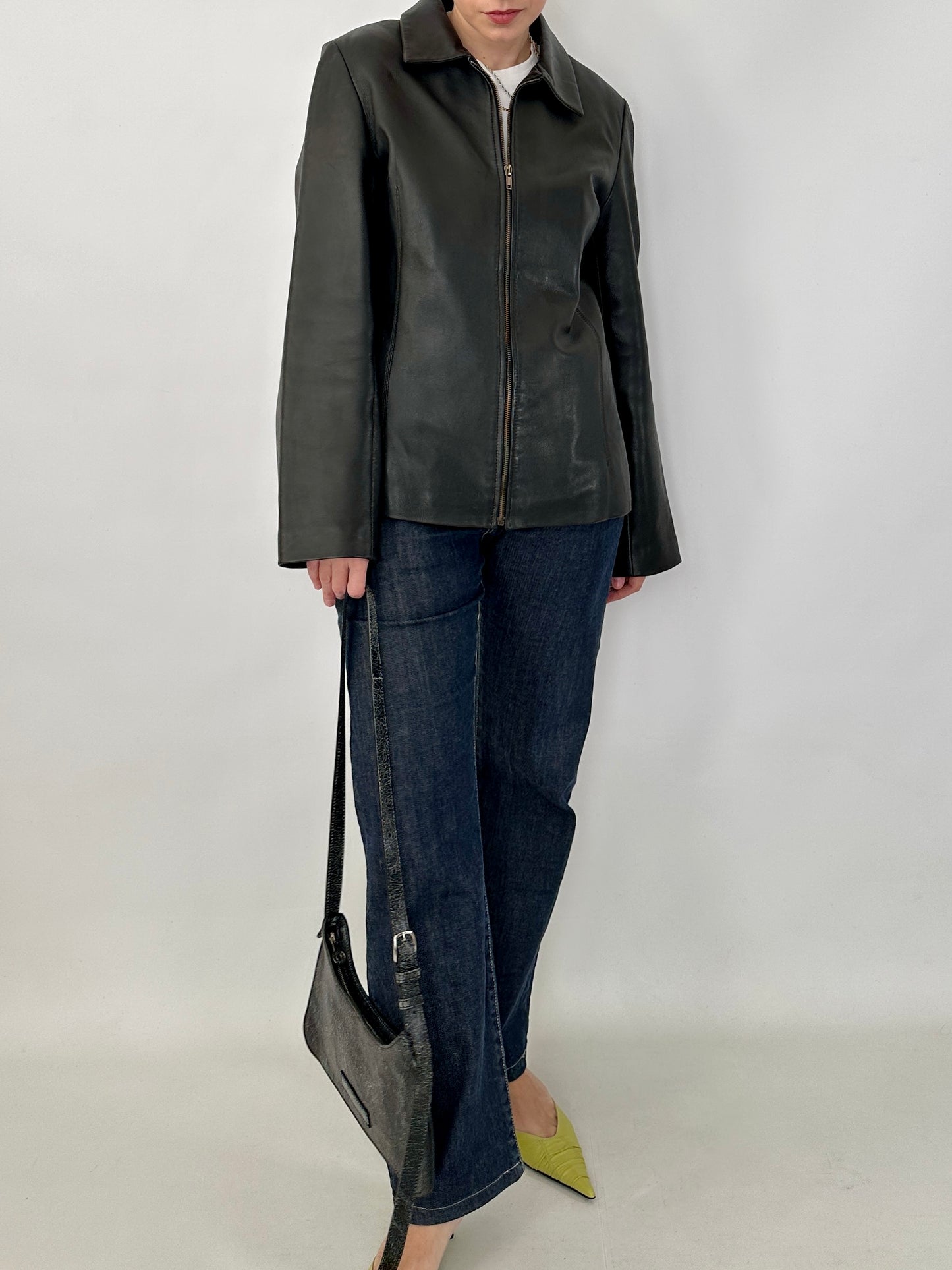 Vintage zipped leather jacket