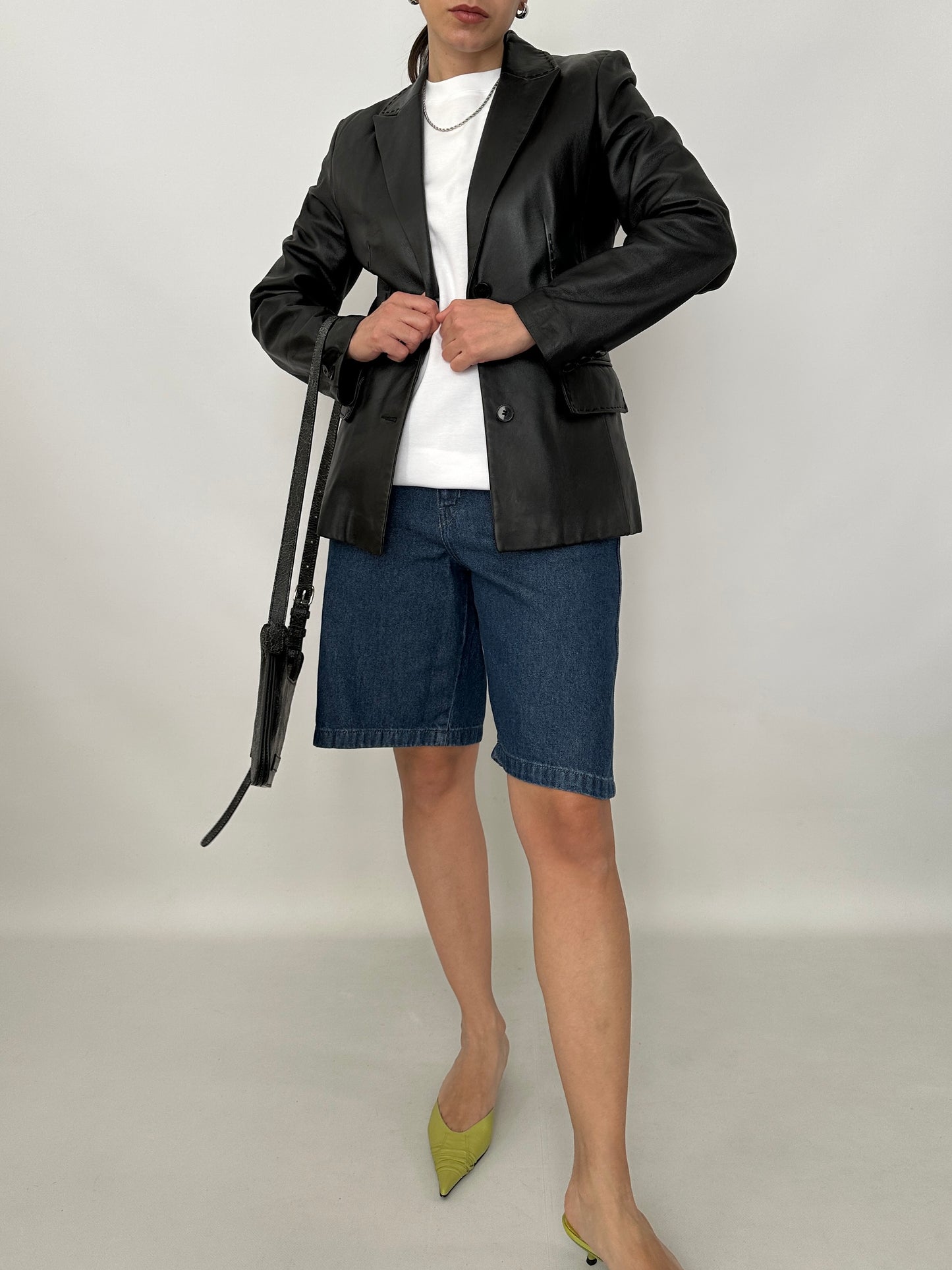 Slim fit nappa leather blazer