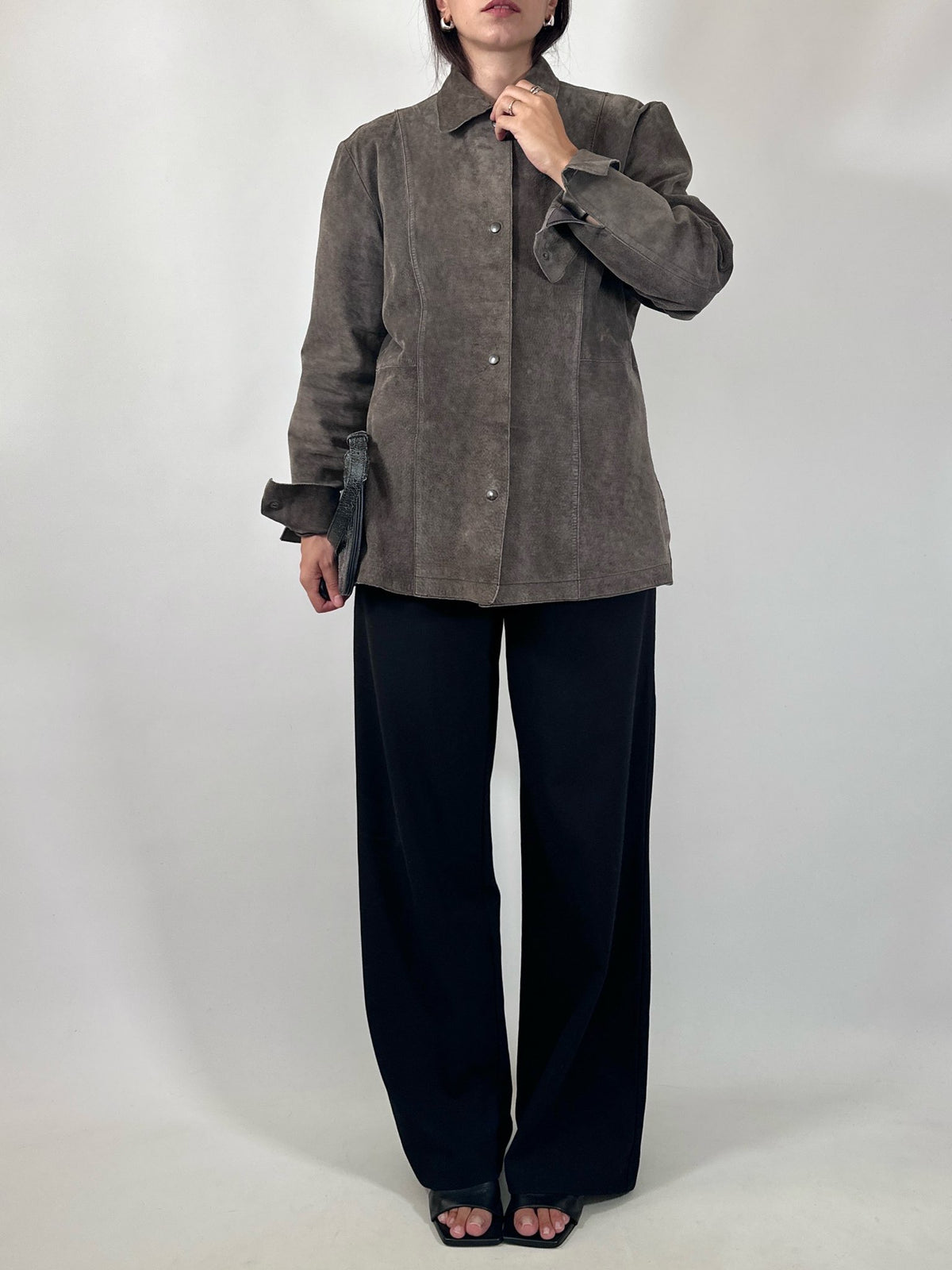 Vintage Grey Suede Leather Jacket