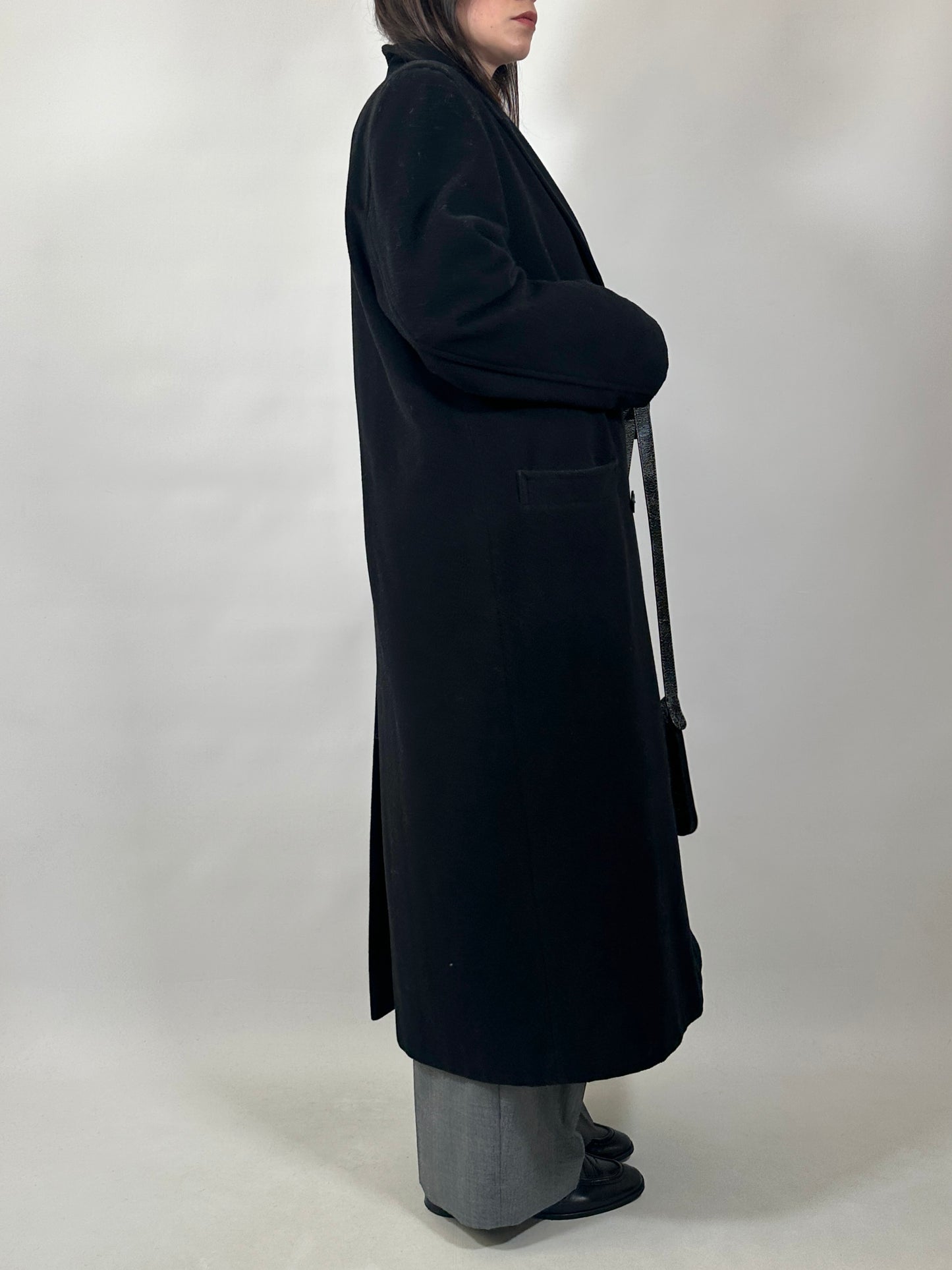 Vintage Long Black Wool Coat