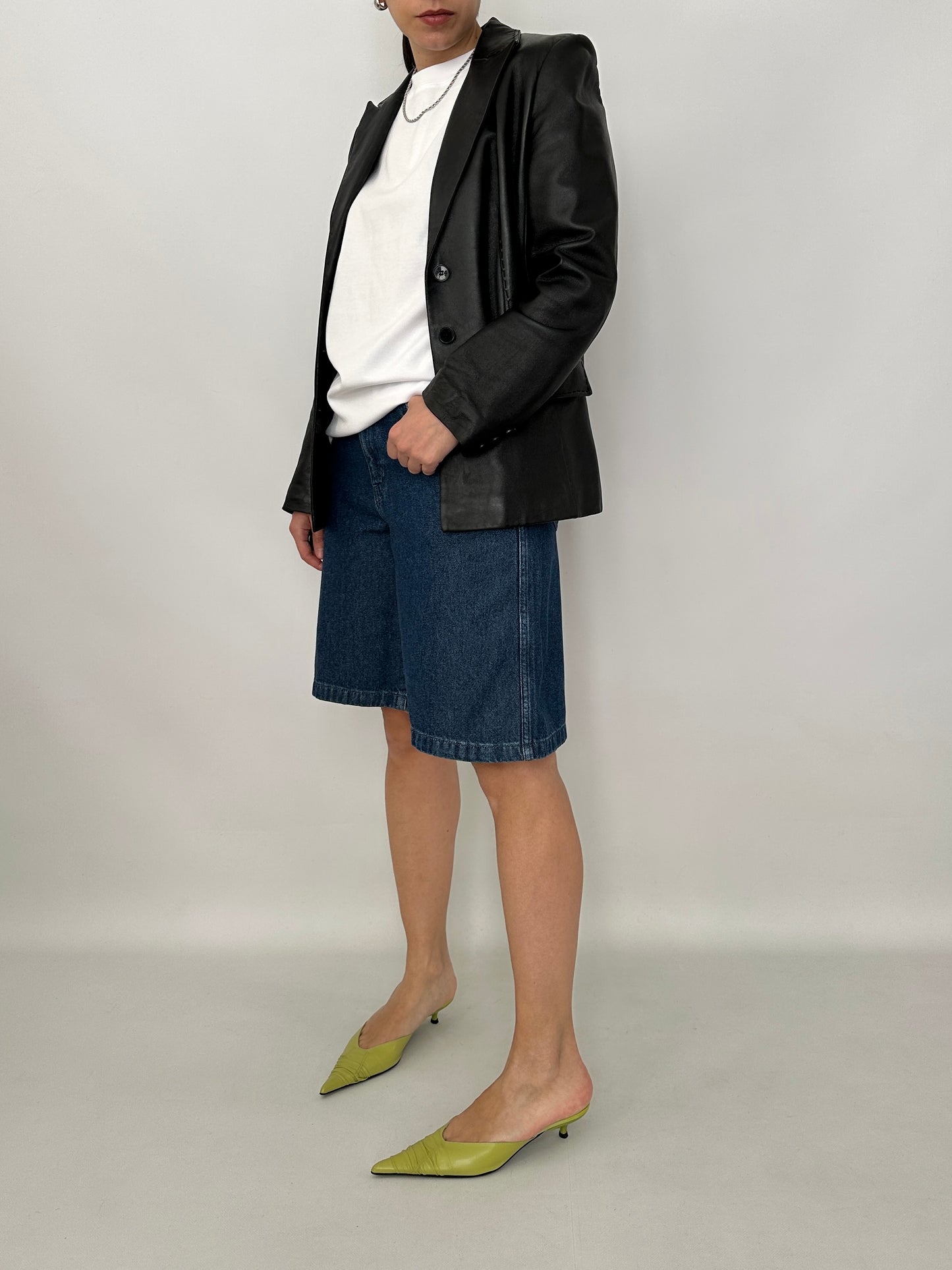 Slim fit nappa leather blazer