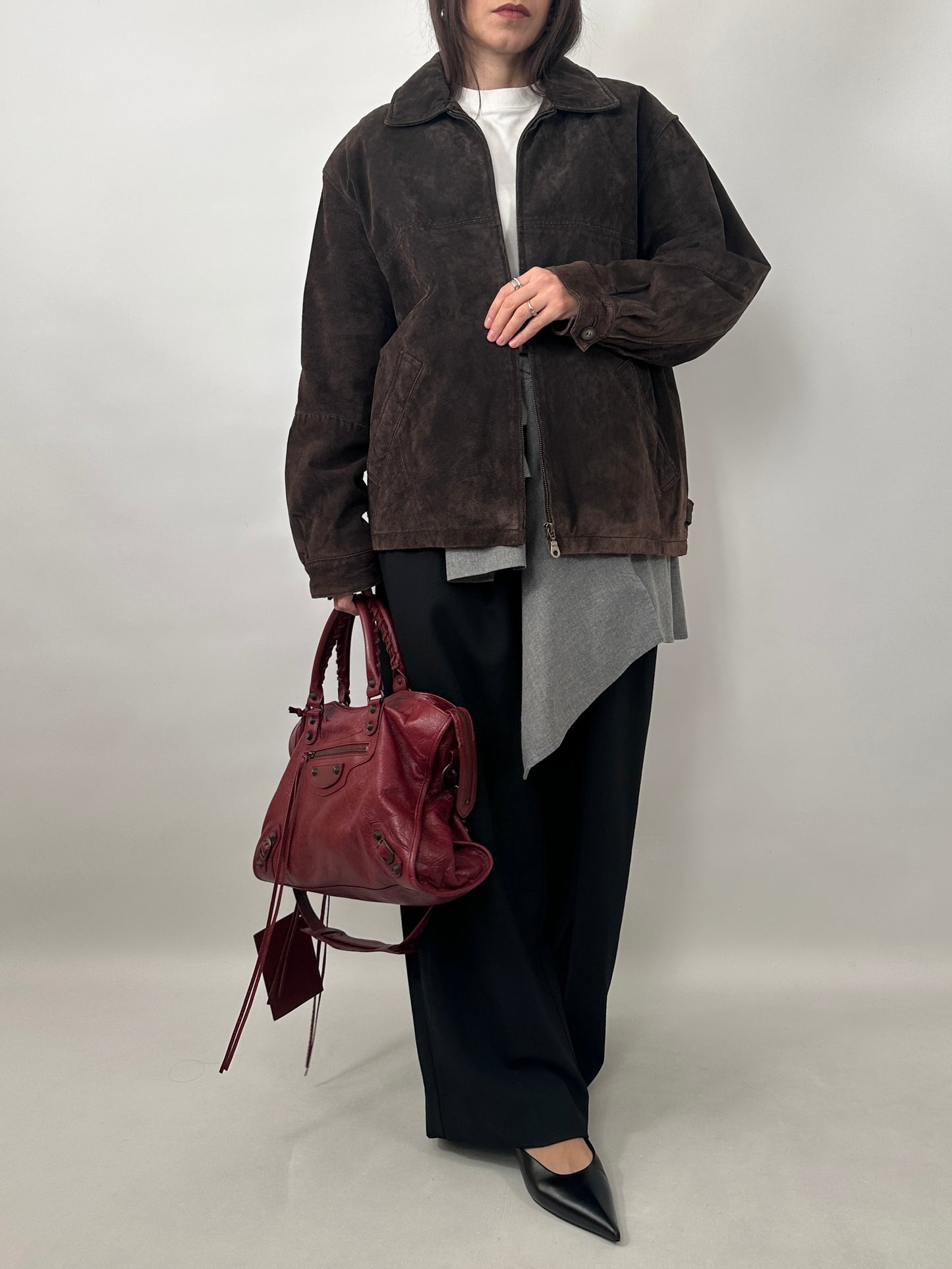 Vintage Zipped Suede Leather Jacket