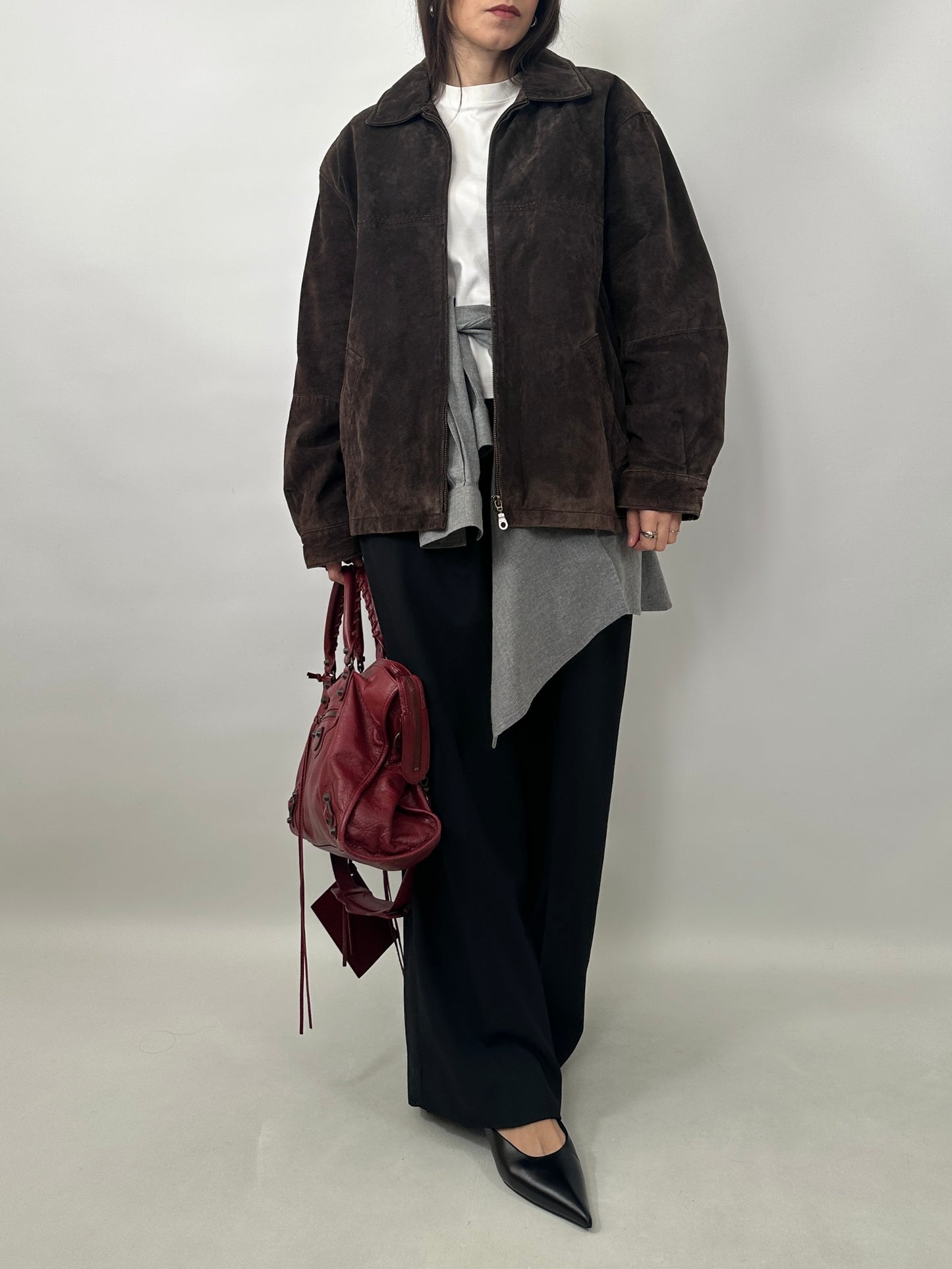 Vintage Zipped Suede Leather Jacket