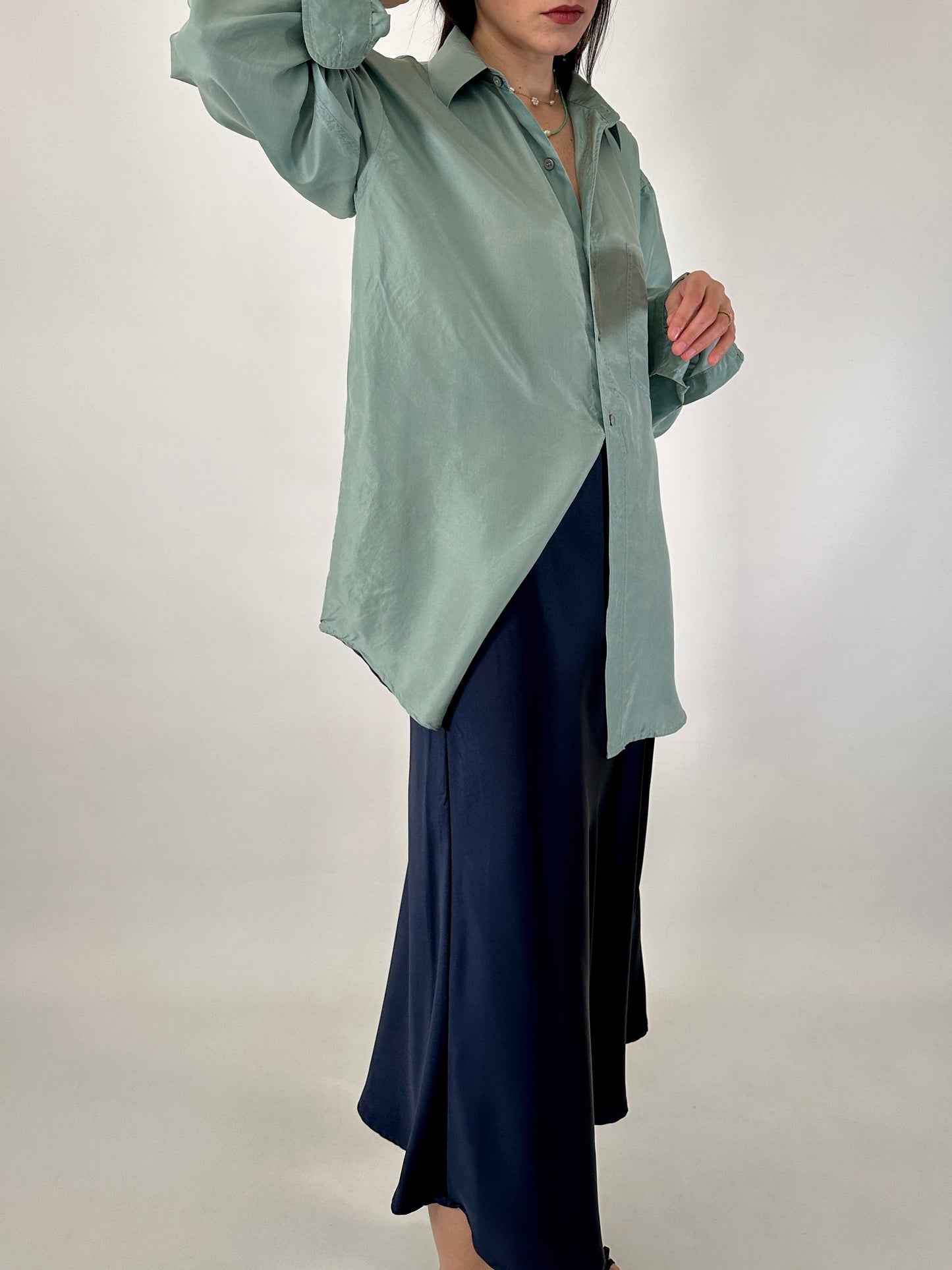 Pure silk aquamarine shirt