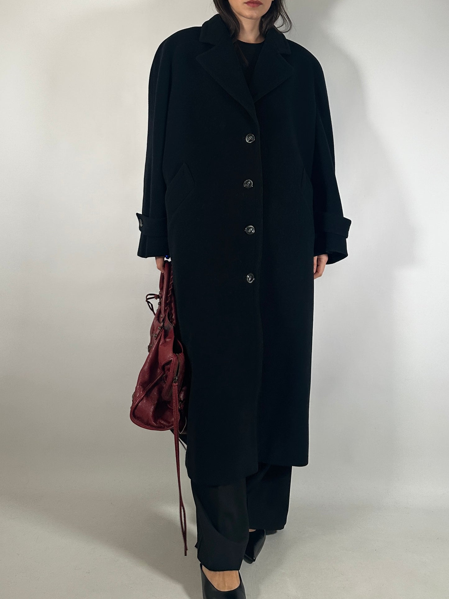 Vintage Black Wool Coat Carisma by Valentino