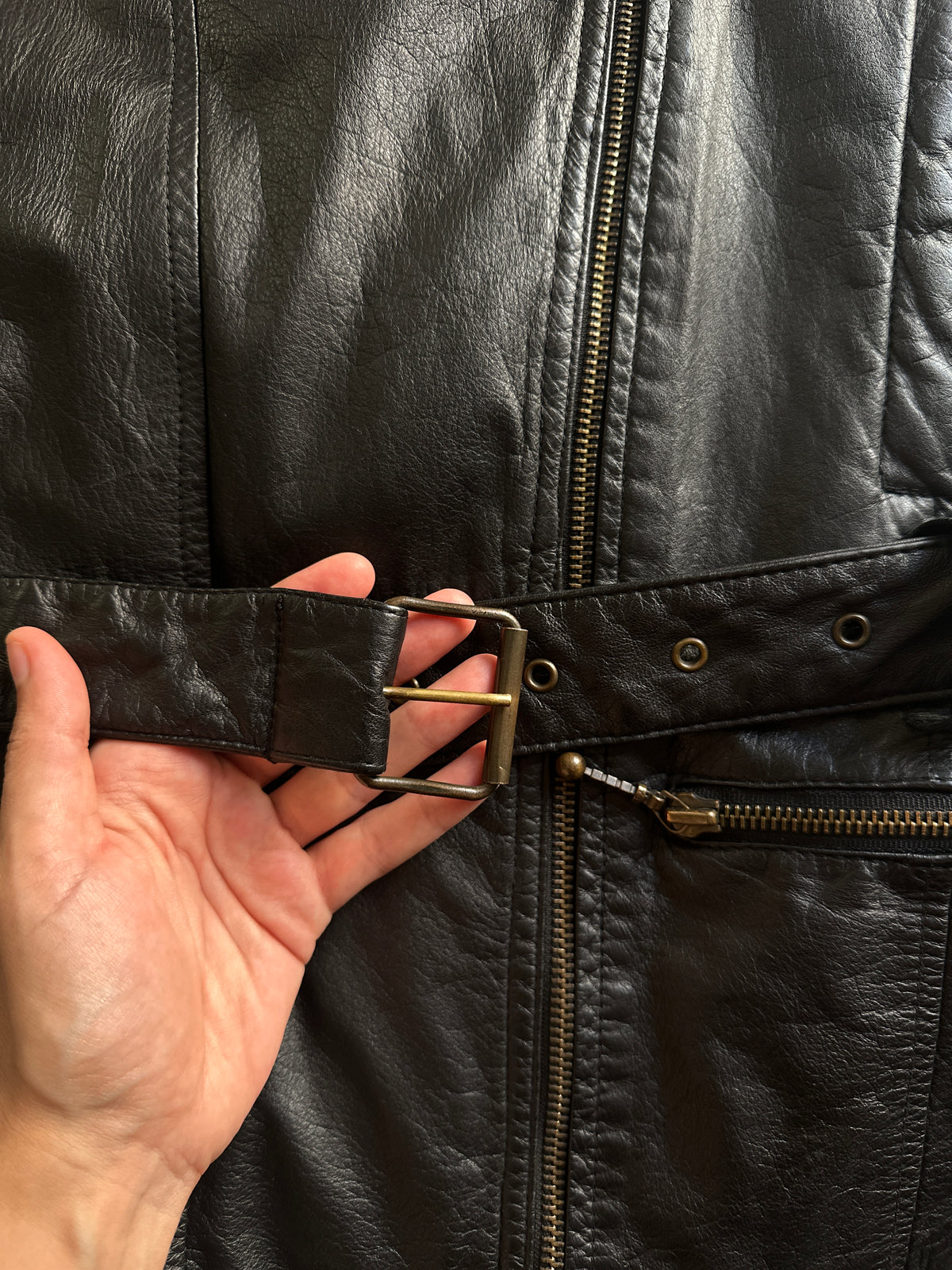 80s Belted Leather Jacket
