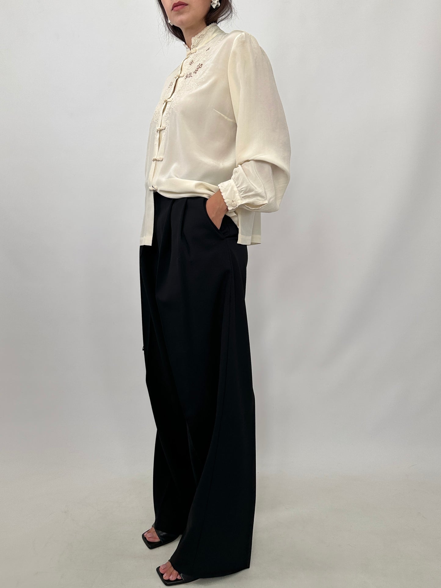 Hand-Embroidered Vintage Chinese Silk Blouse