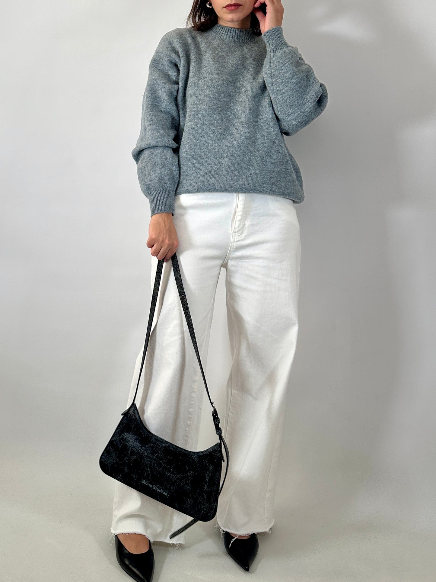 Chunky blue pure wool sweater