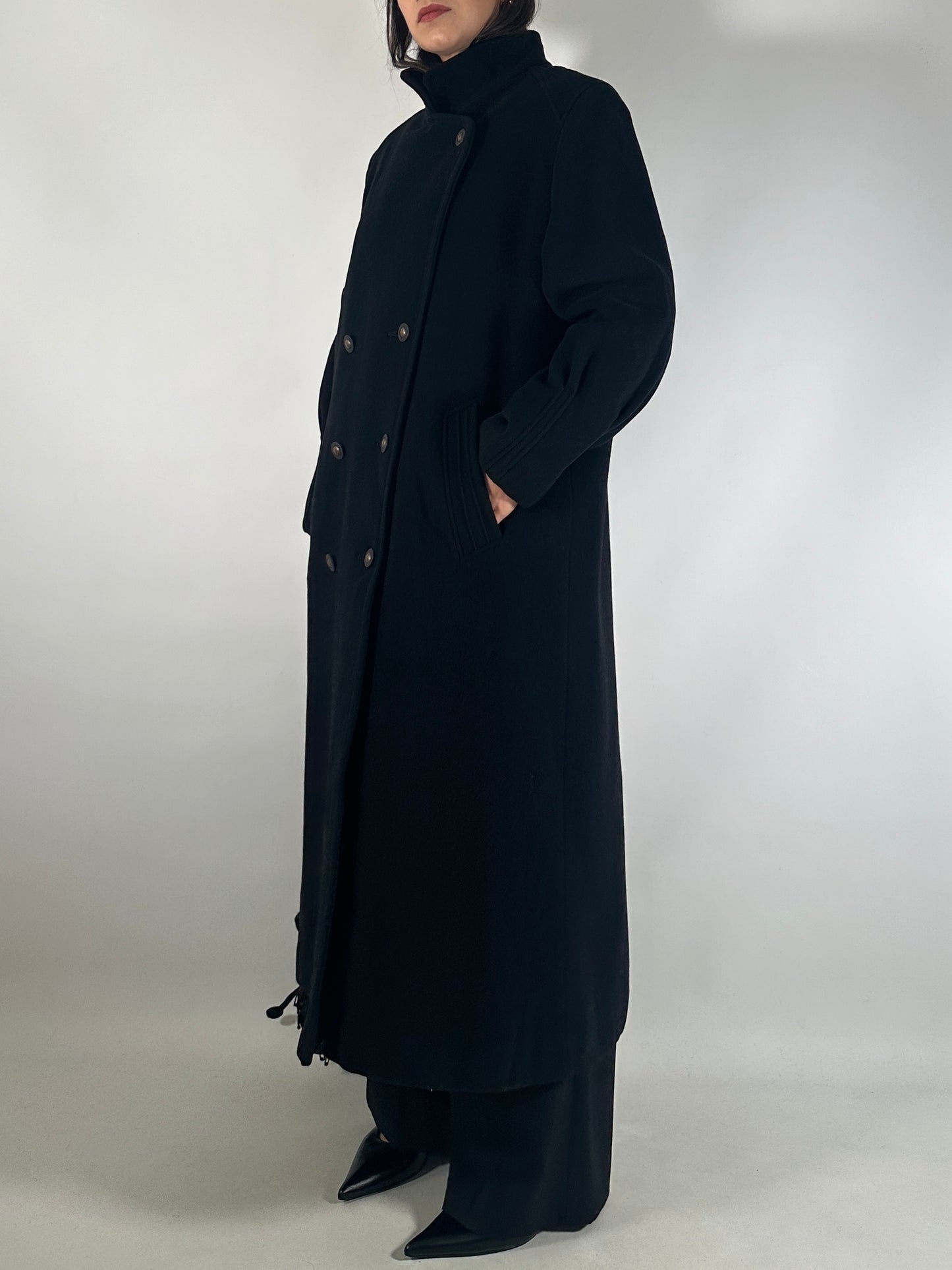 Vintage Black Loden-Style Coat