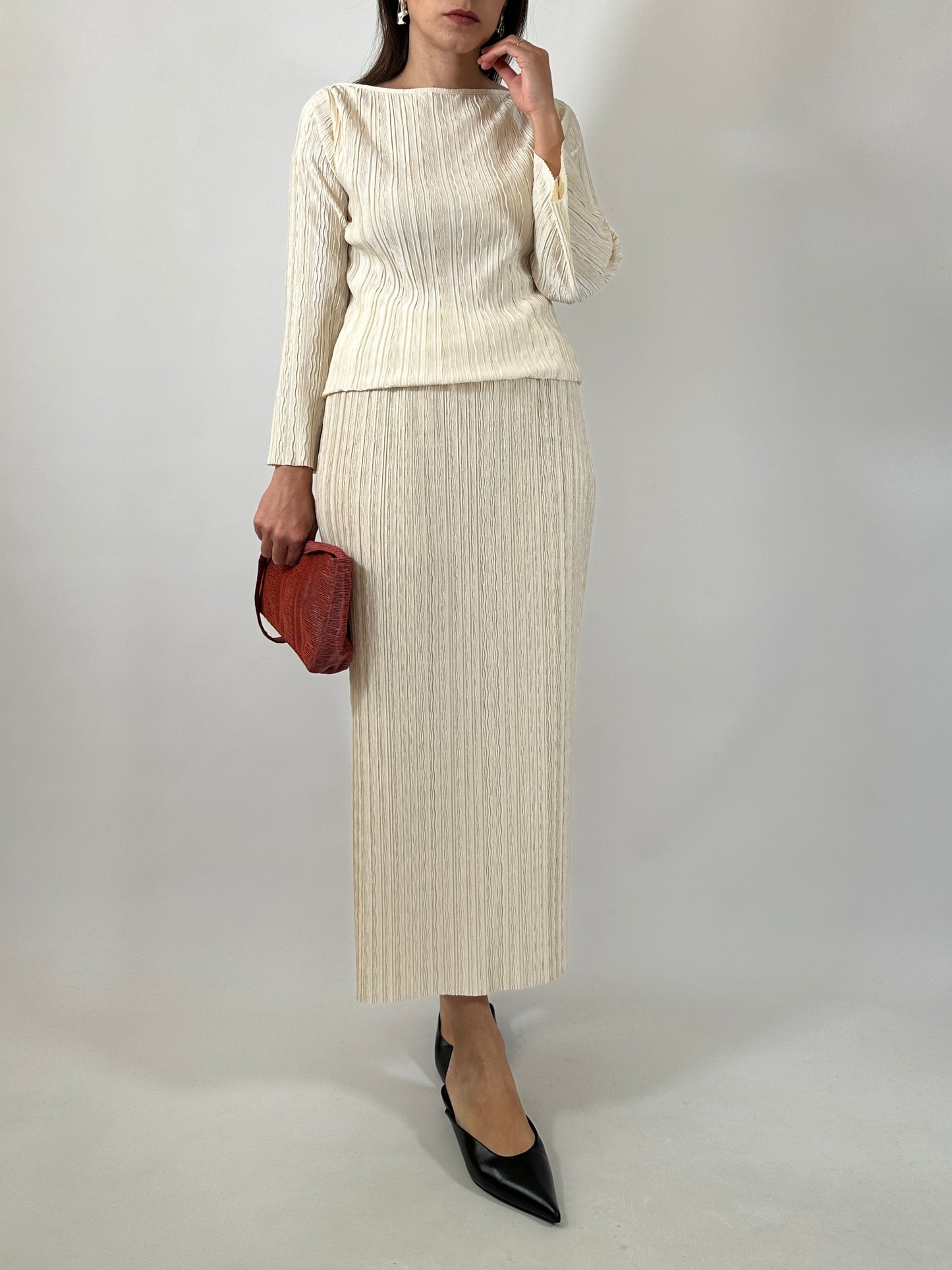 Pleated Top & Skirt Set