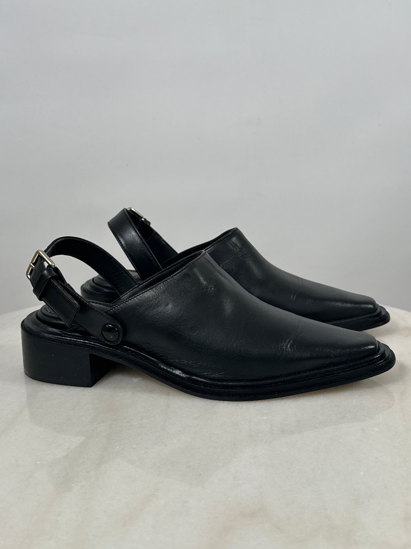 Brand New Leather Mules with Convertible Strap