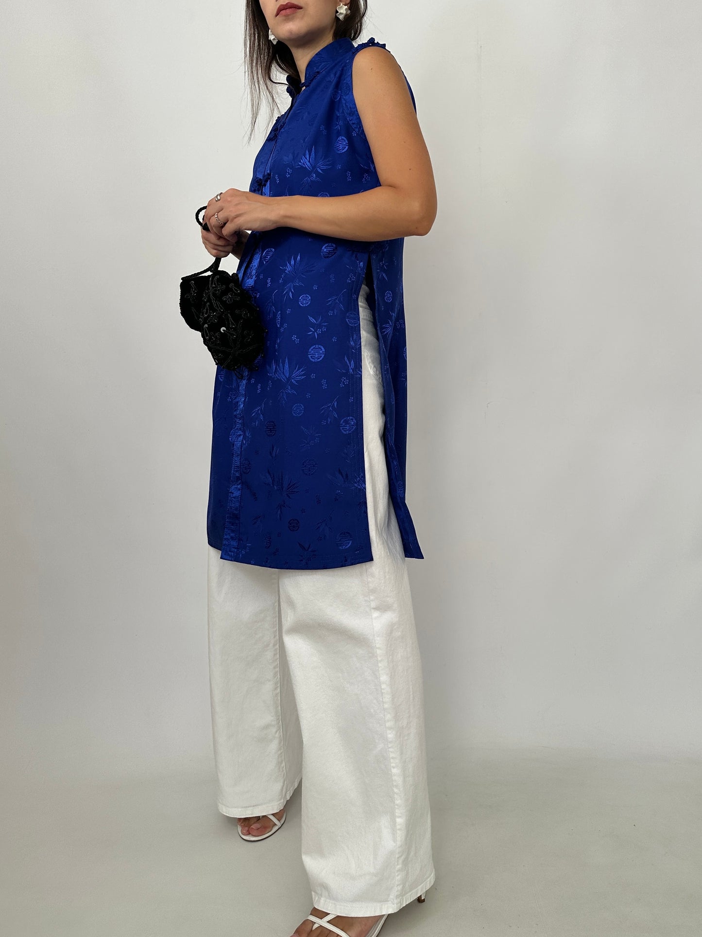 Blue Oriental Silk Top