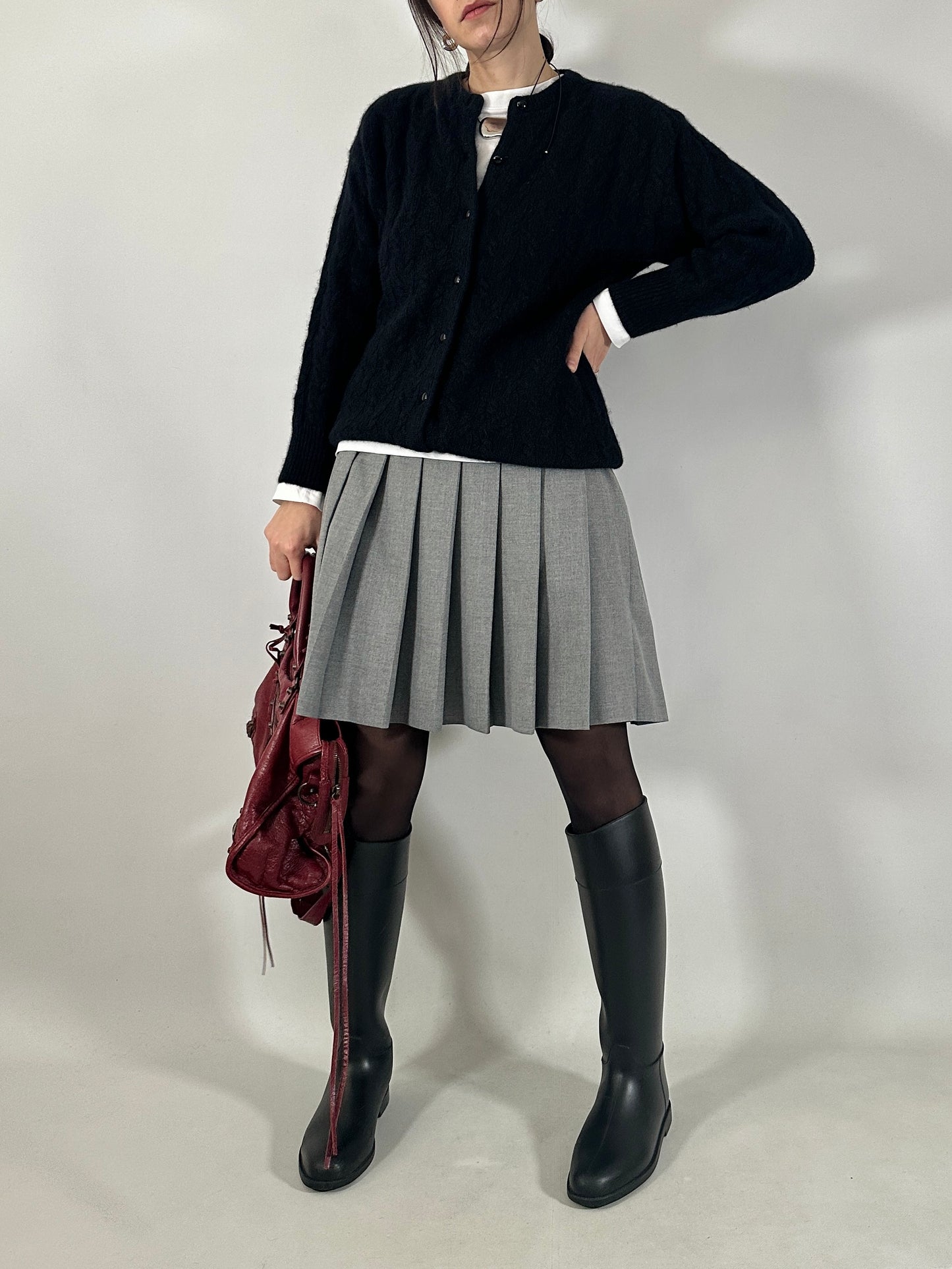 Vintage black mohair knit cardigan