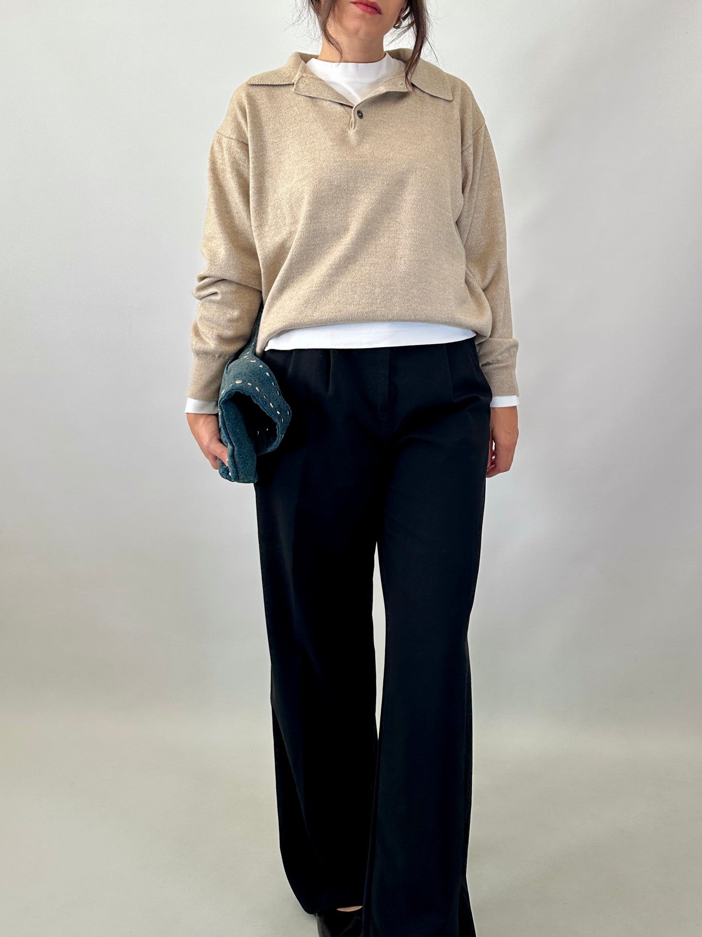 Polo neck wool sweater