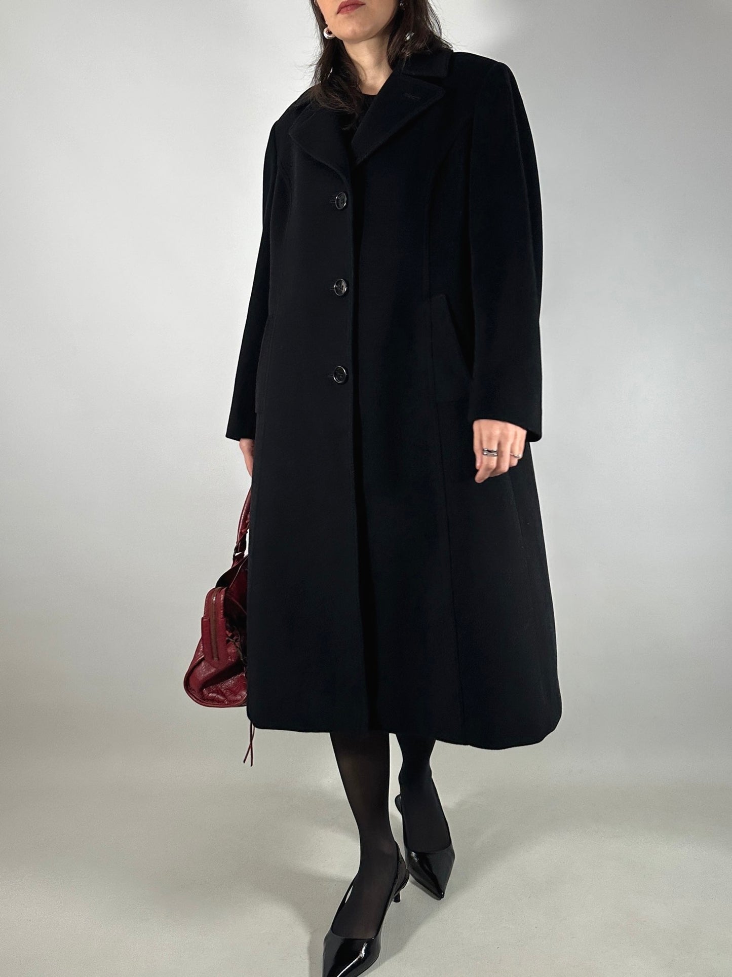 Vintage Classic Black Wool Coat