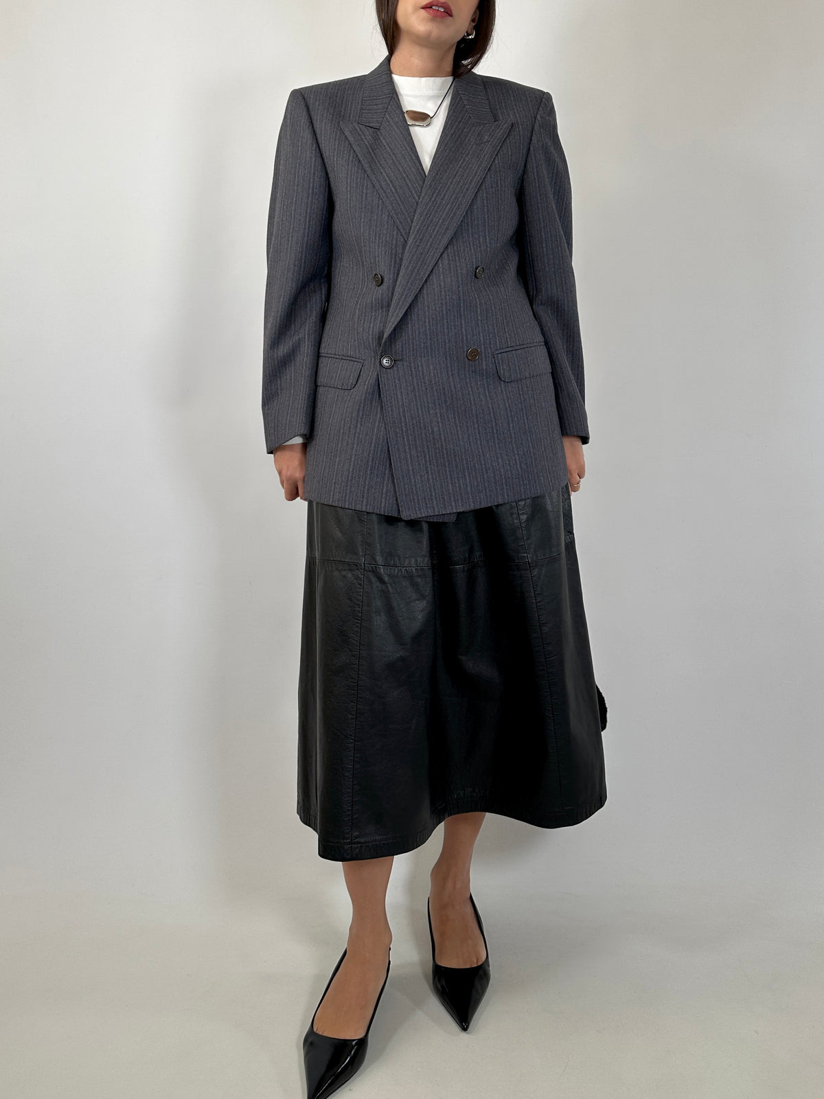 Vintage Grey Tailored Wool Blazer
