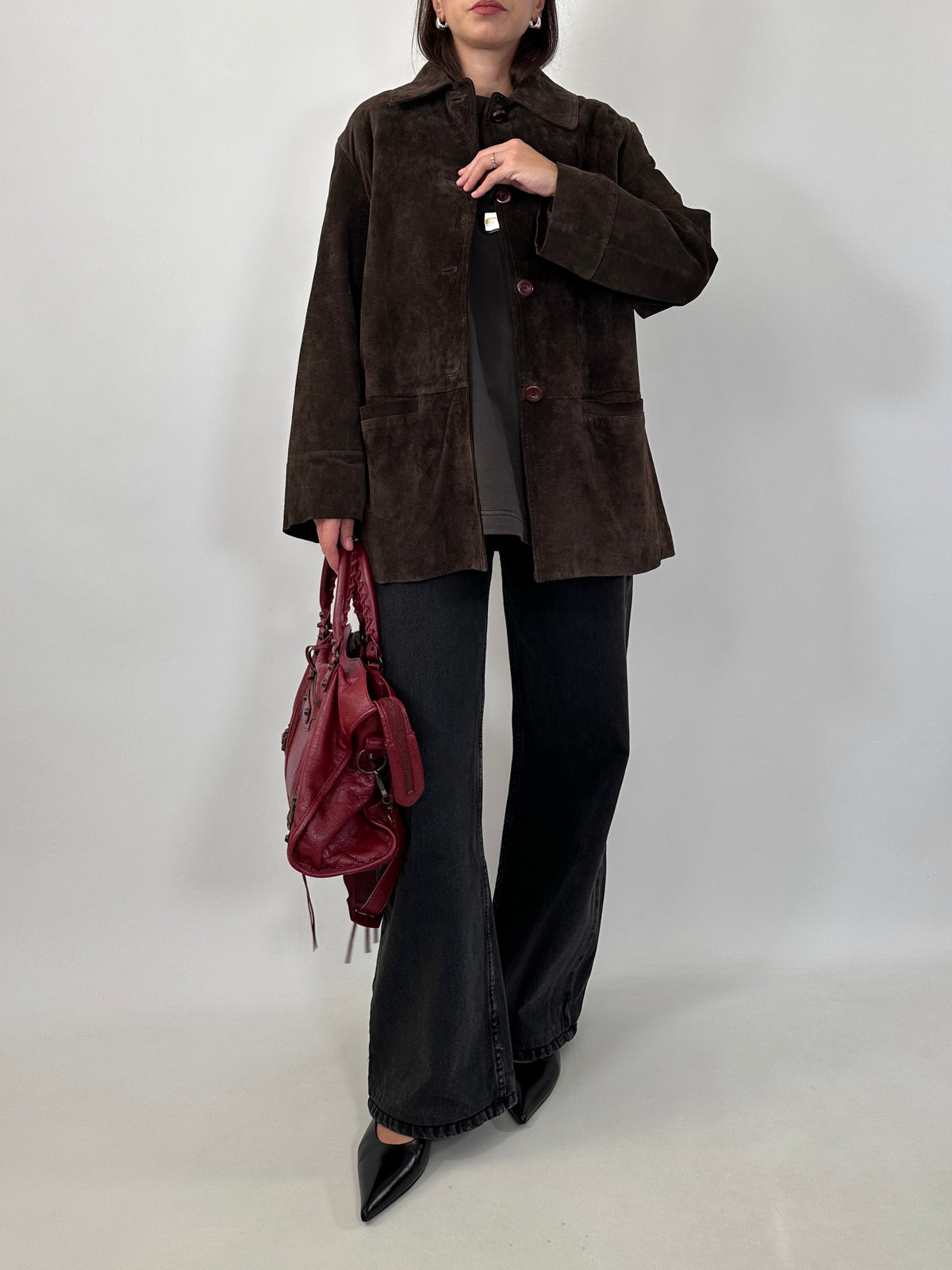 Vintage Dark Brown Suede Jacket