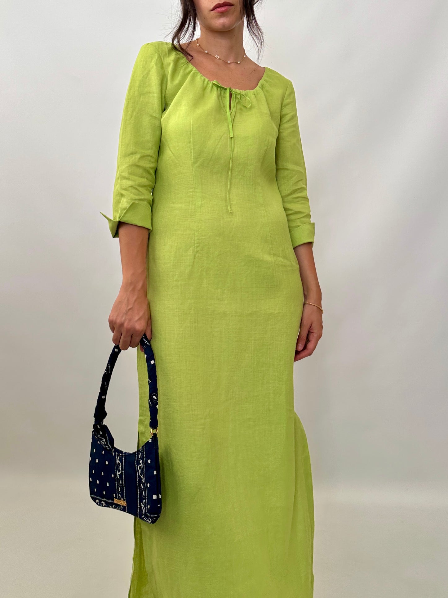 Lime green boho maxi dress