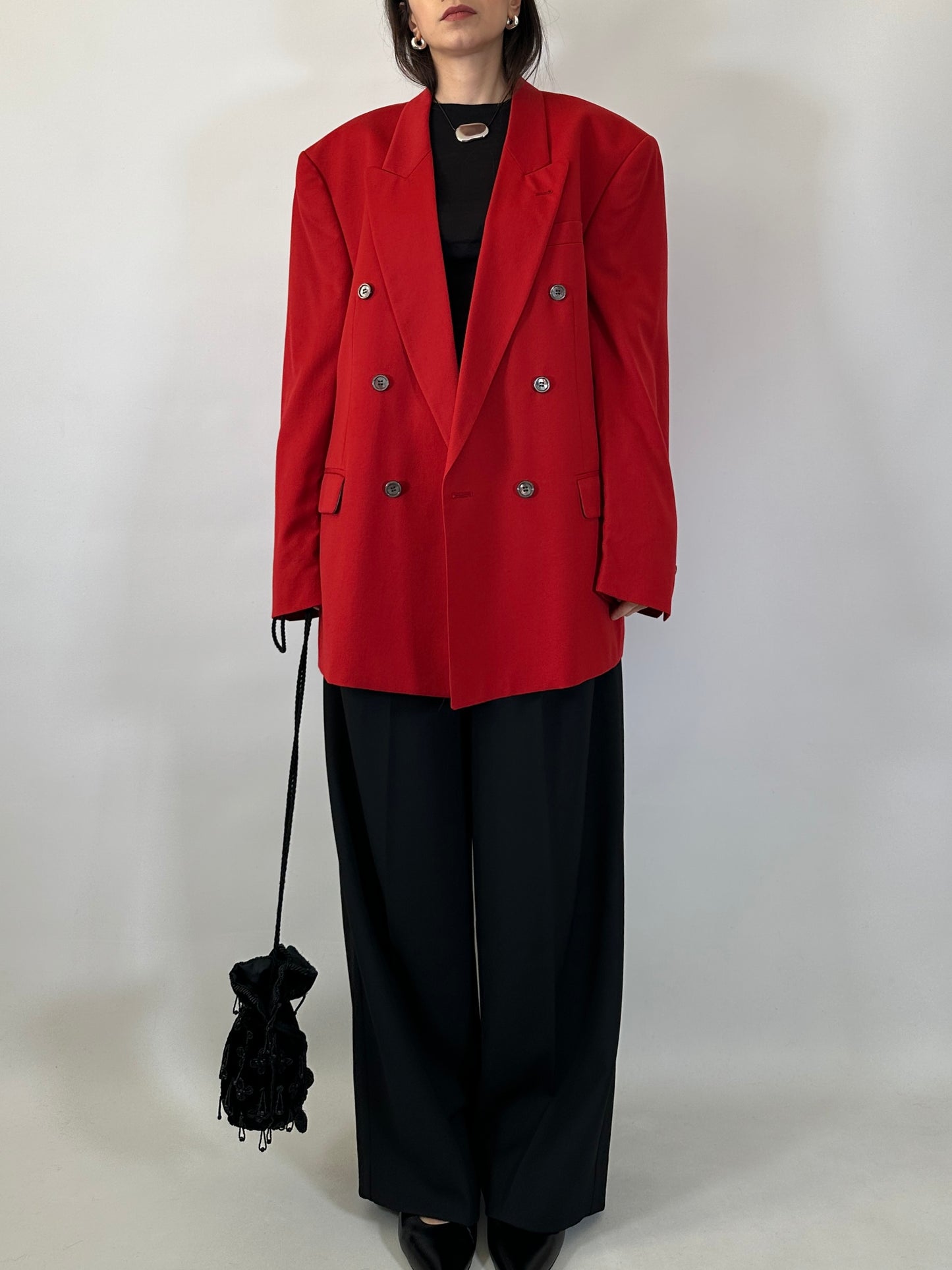 Vintage Oversize Red Wool Blazer