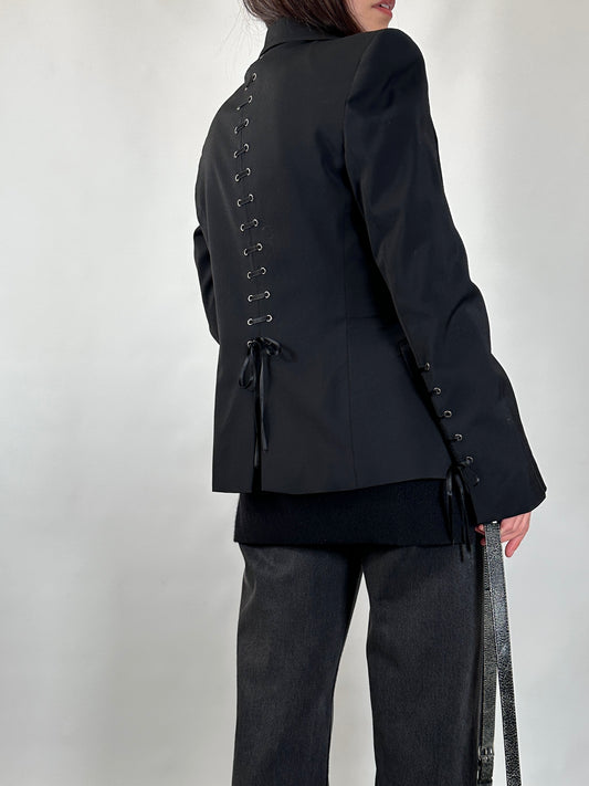Lace-Up Corset Detail Blazer
