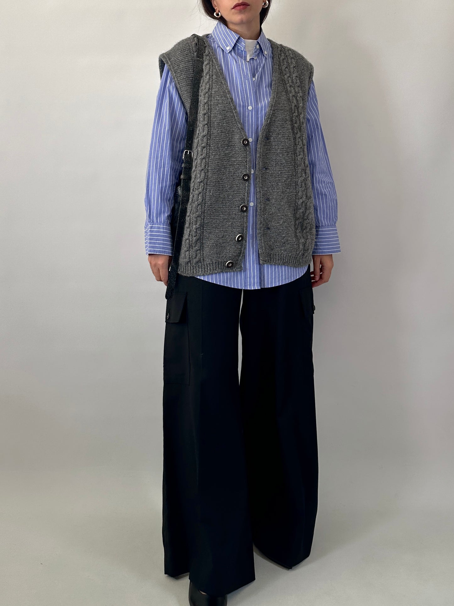 Chunky button-front knit vest