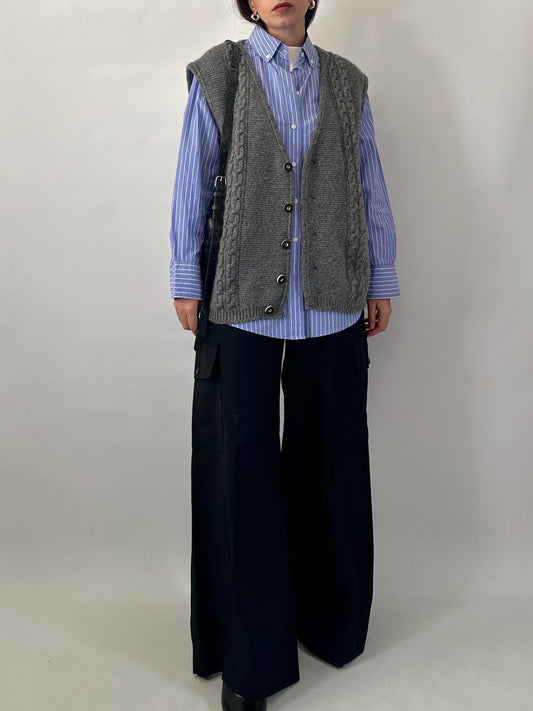 Chunky button-front knit vest