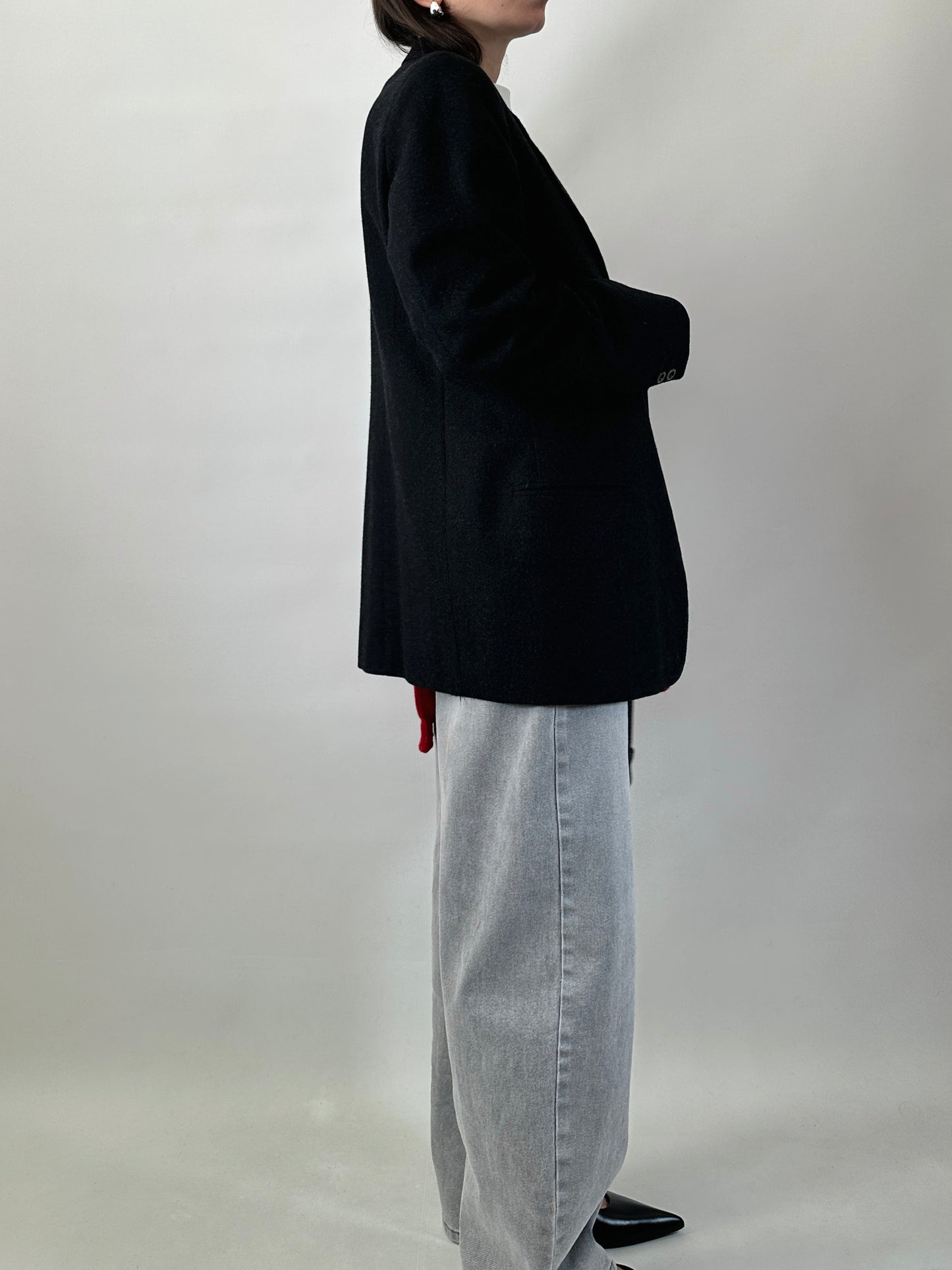 Vintage wool one-button blazer