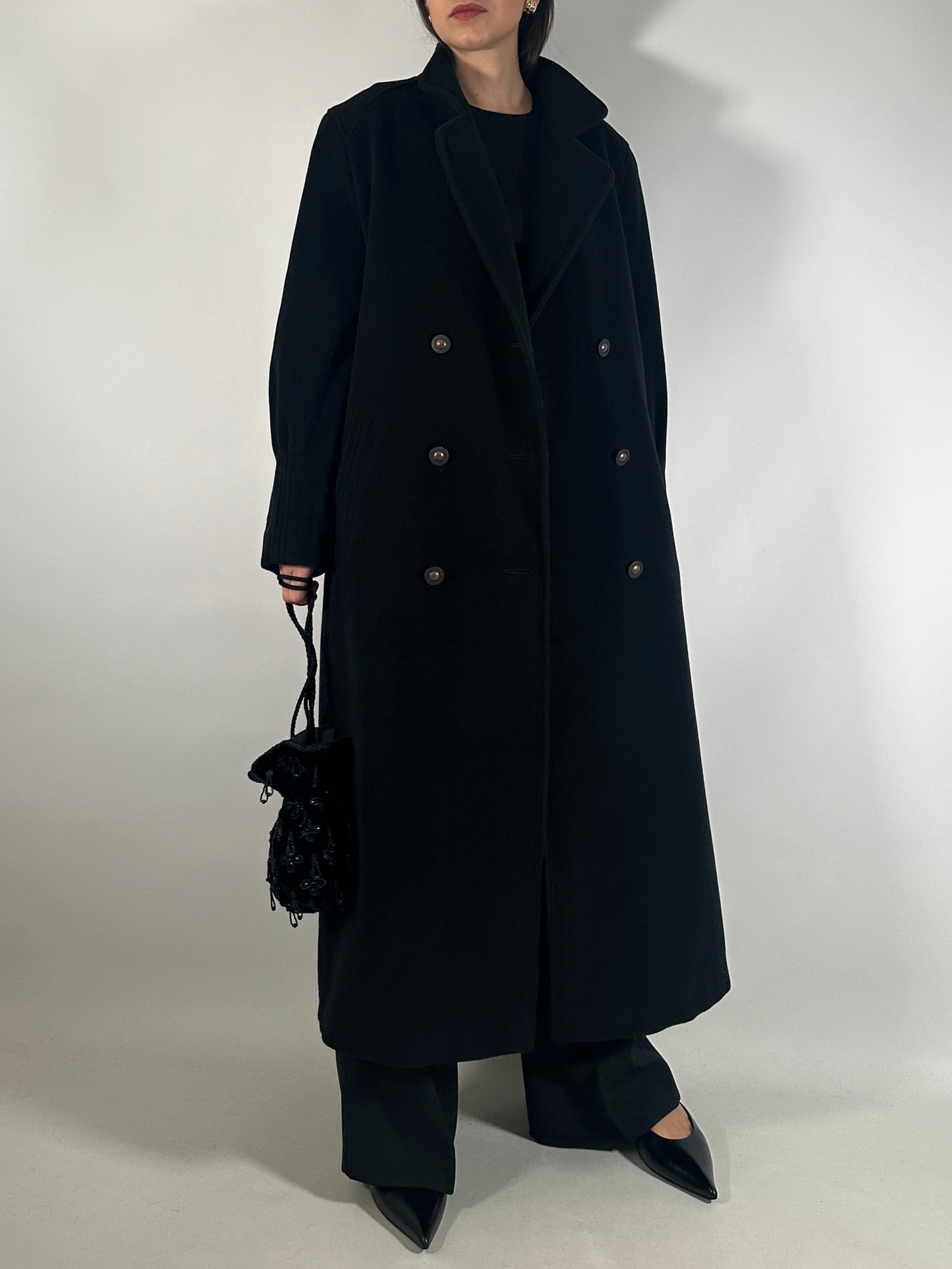 Vintage Black Loden-Style Coat